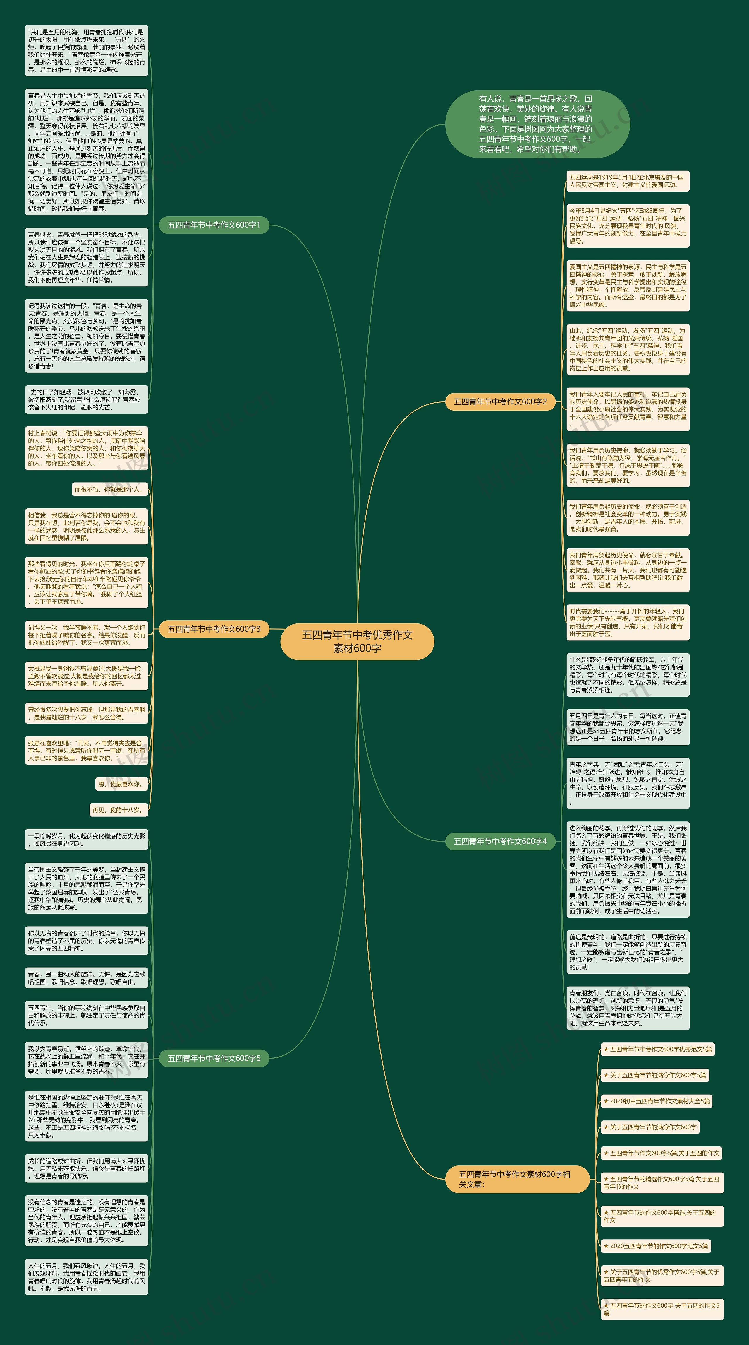 五四青年节中考优秀作文素材600字思维导图