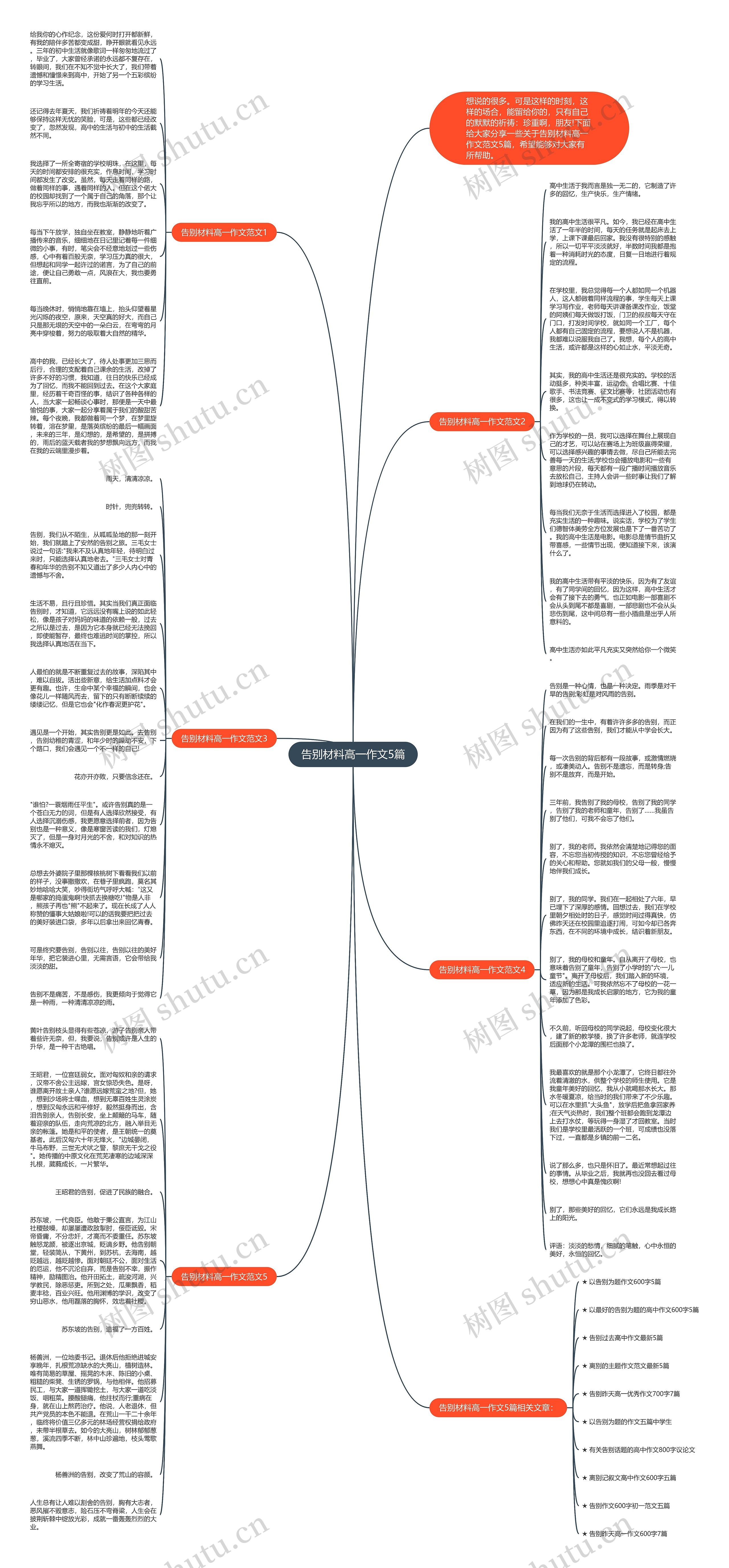 告别材料高一作文5篇思维导图