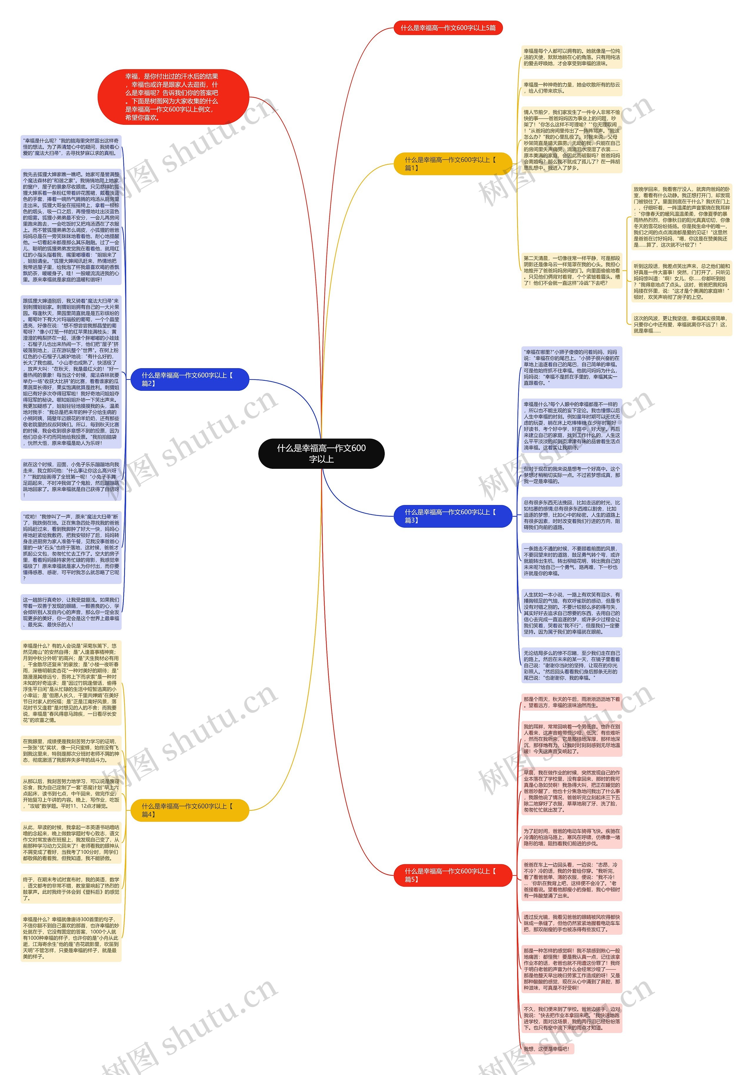什么是幸福高一作文600字以上思维导图