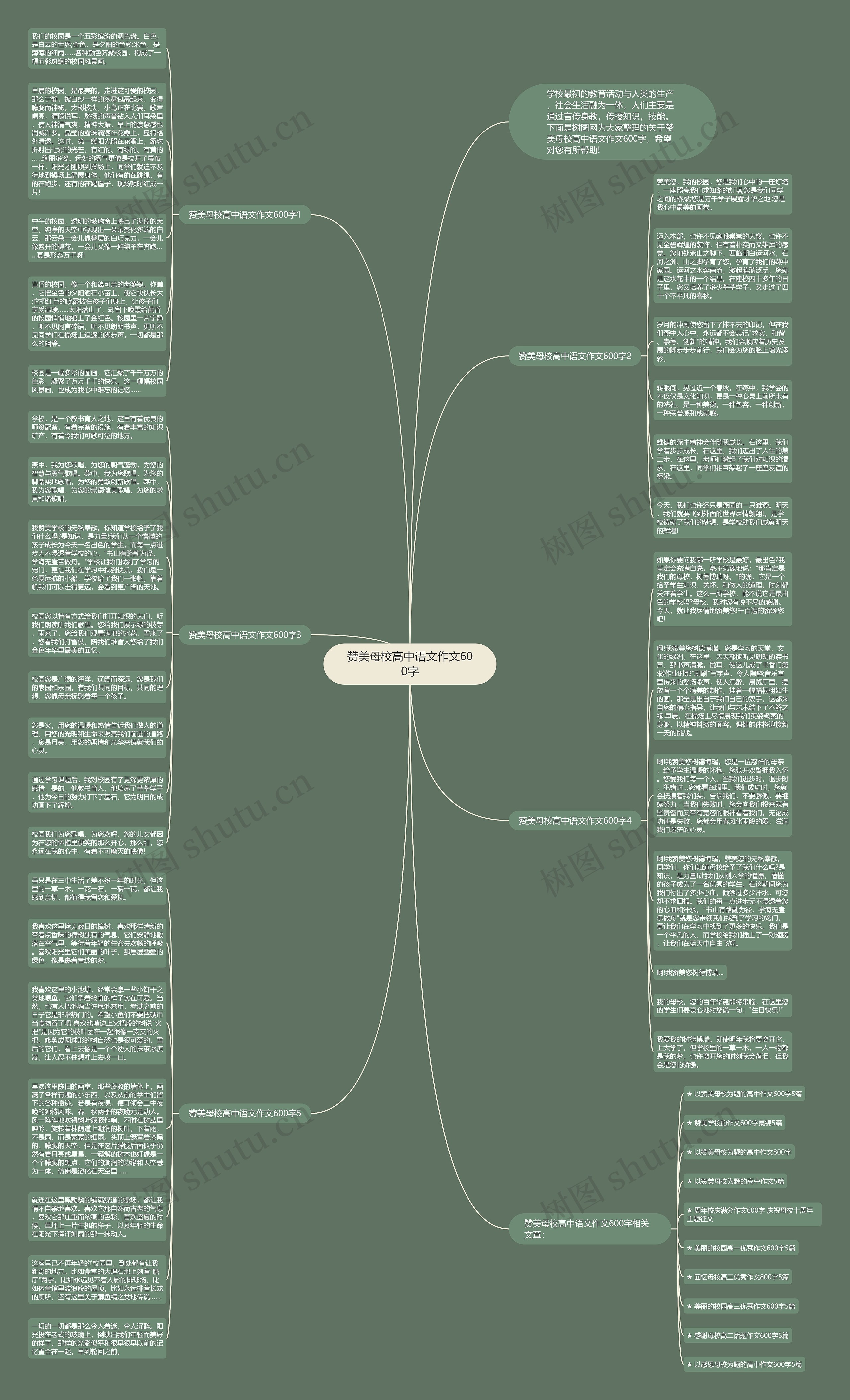 赞美母校高中语文作文600字思维导图