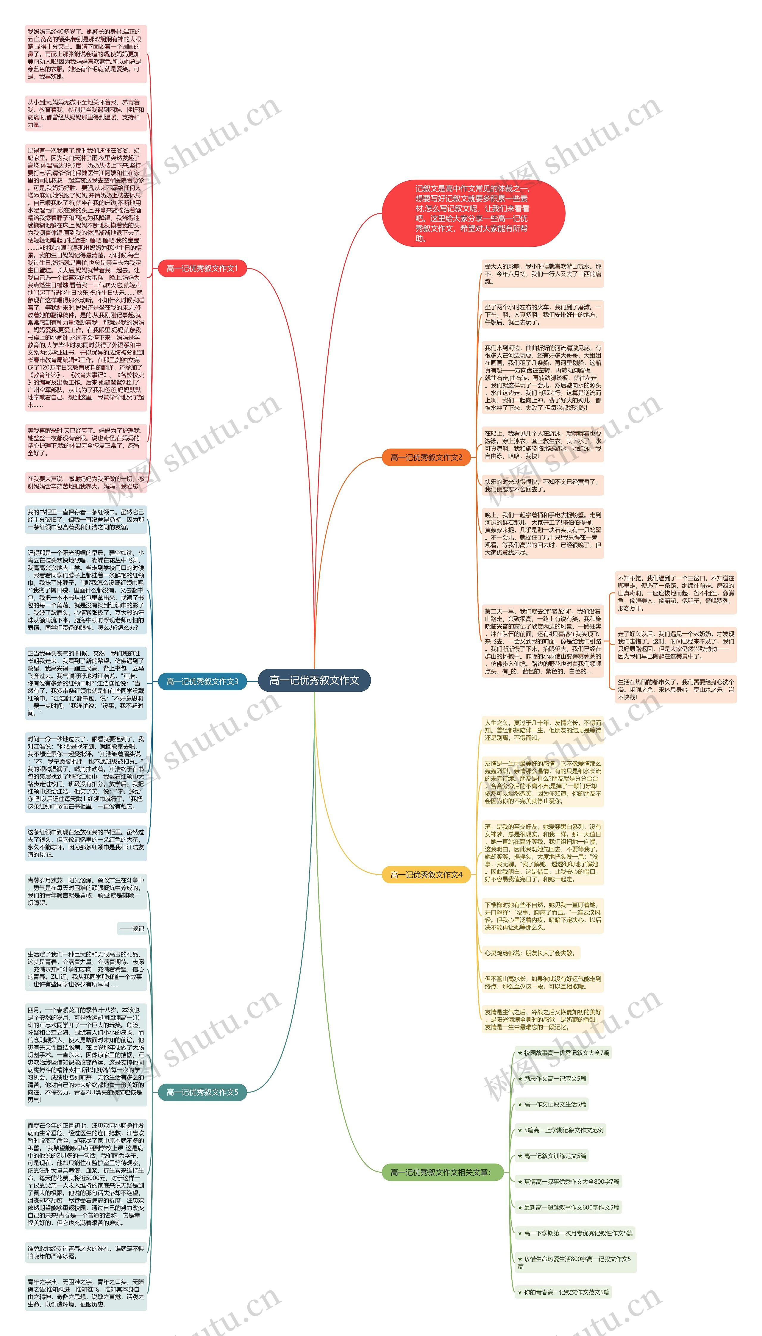 高一记优秀叙文作文思维导图