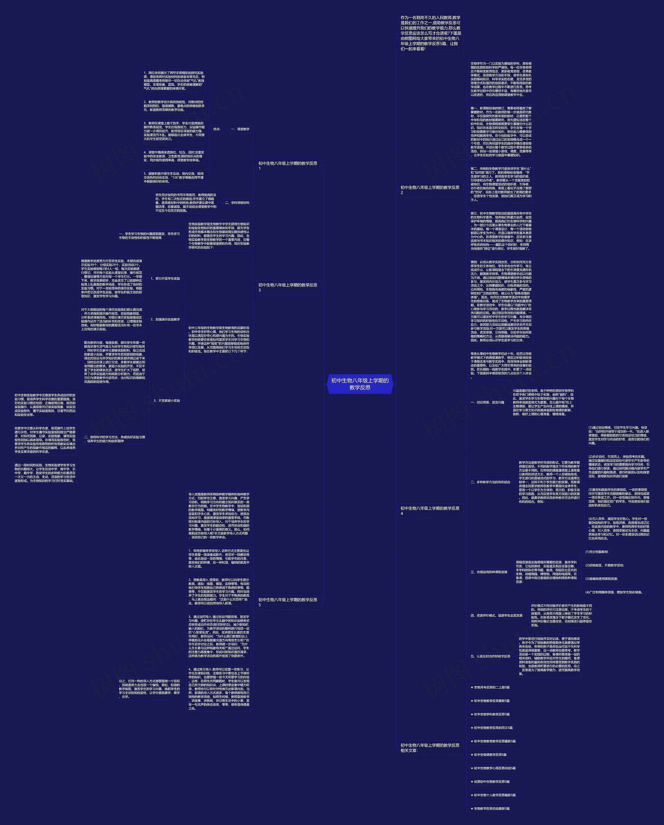 初中生物八年级上学期的教学反思思维导图