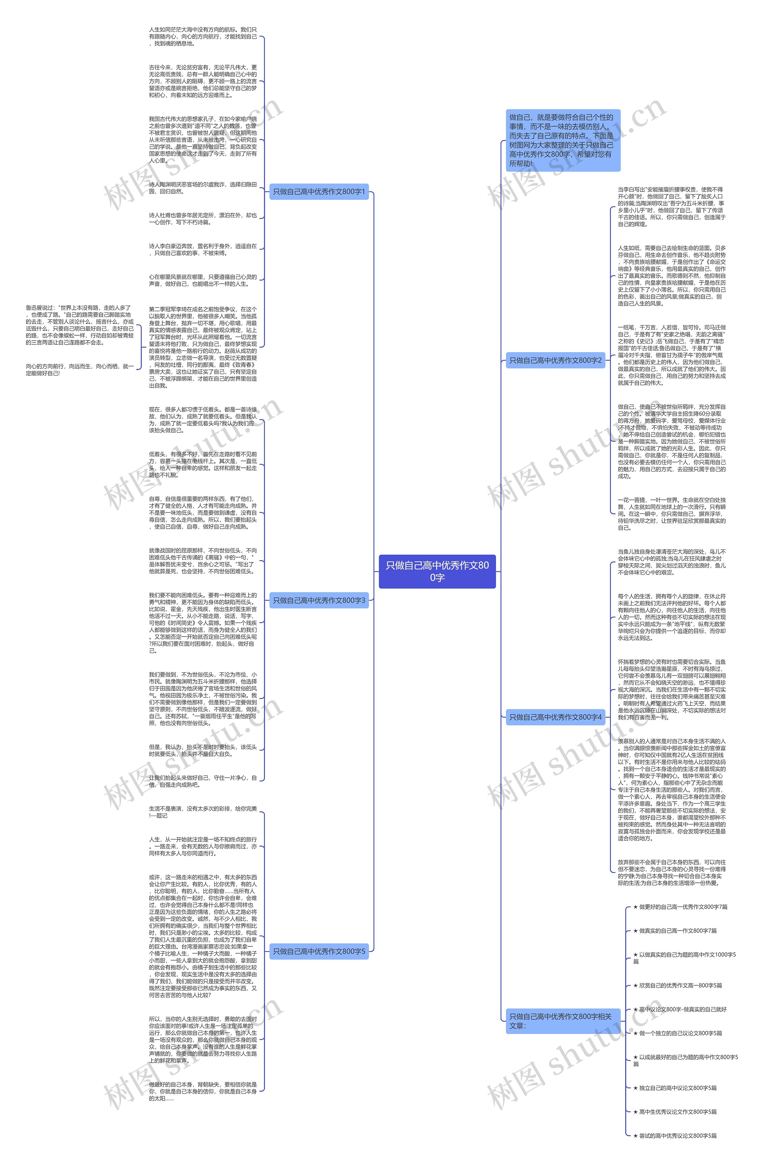 只做自己高中优秀作文800字思维导图