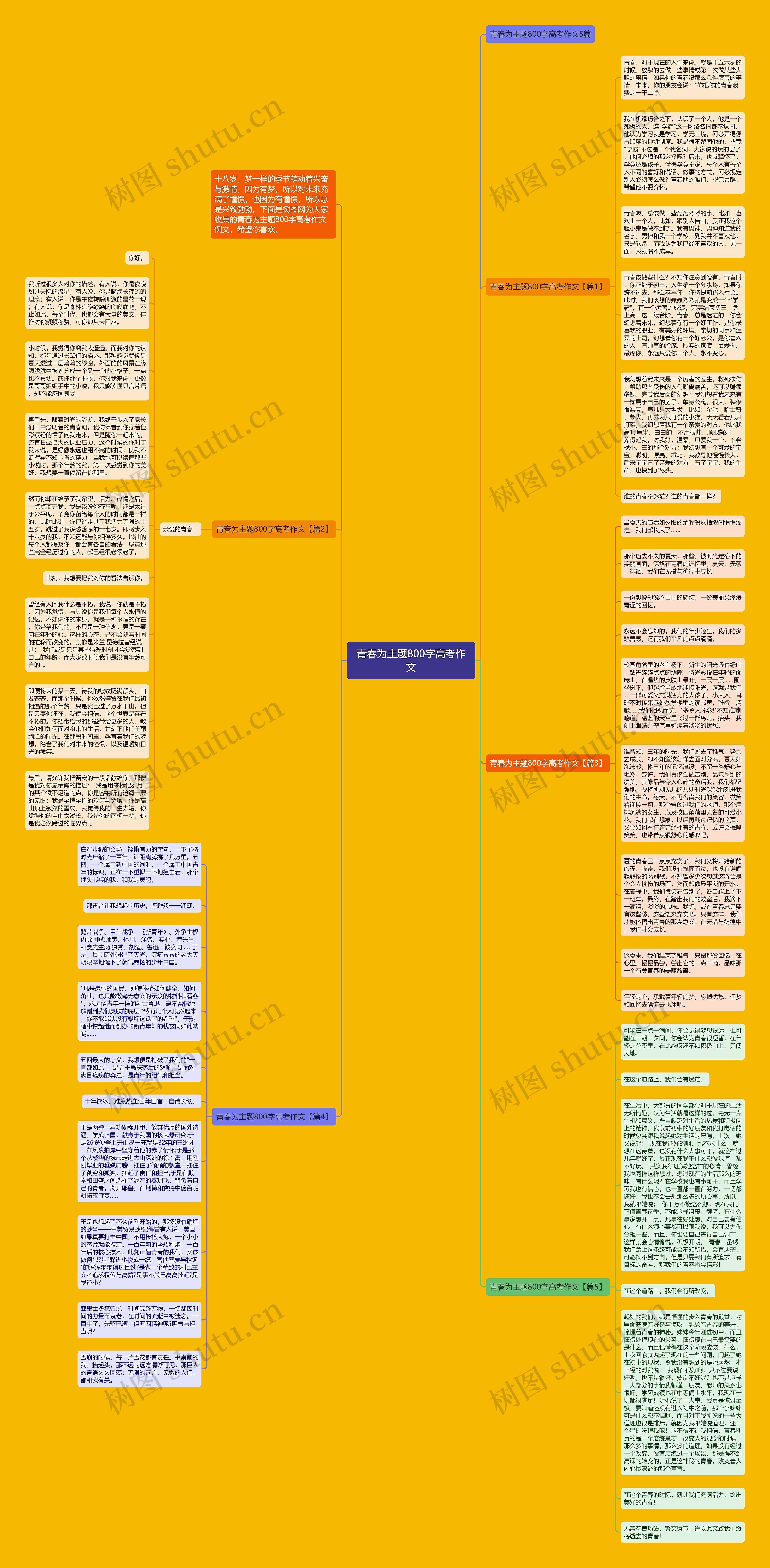 青春为主题800字高考作文思维导图
