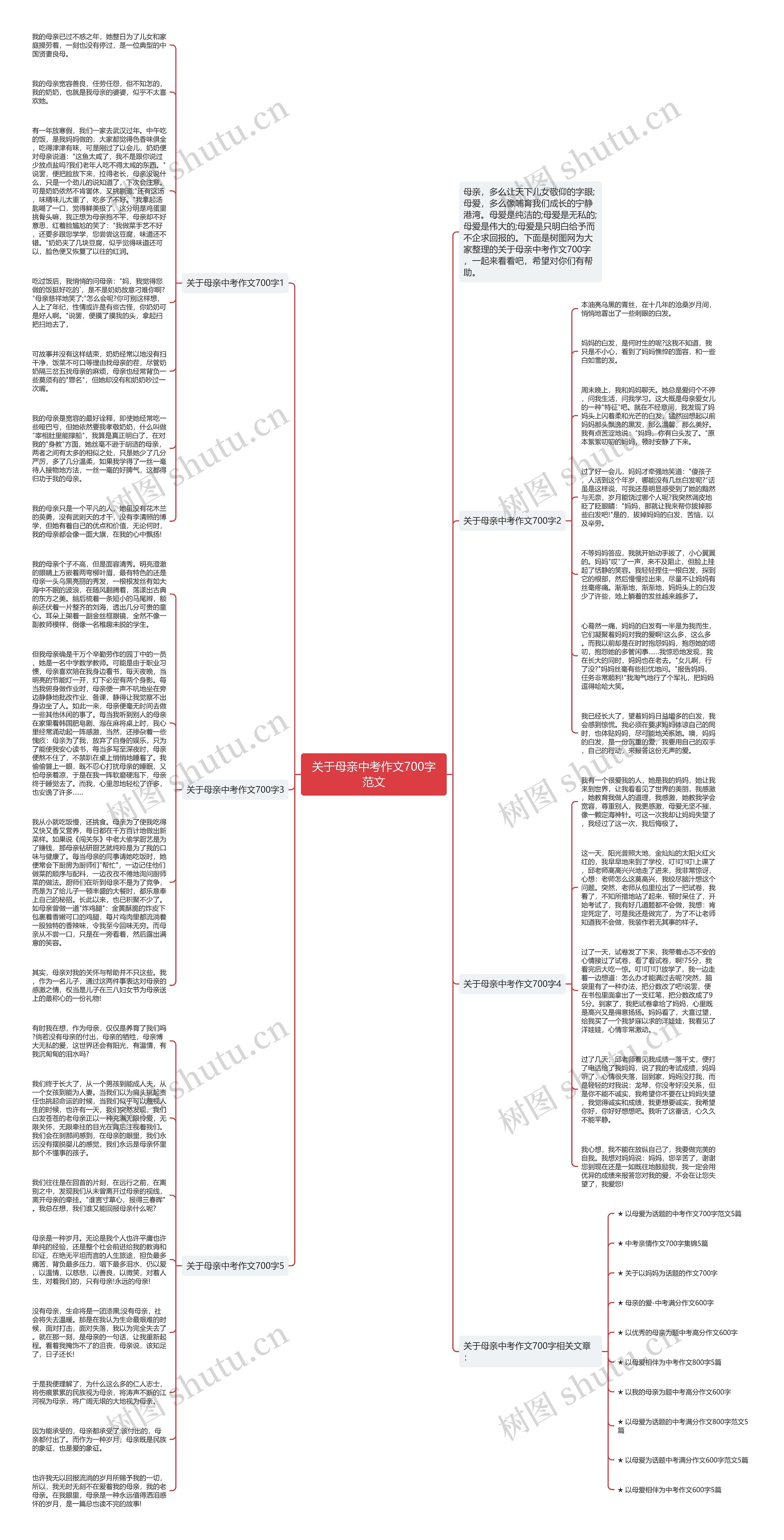 关于母亲中考作文700字范文思维导图