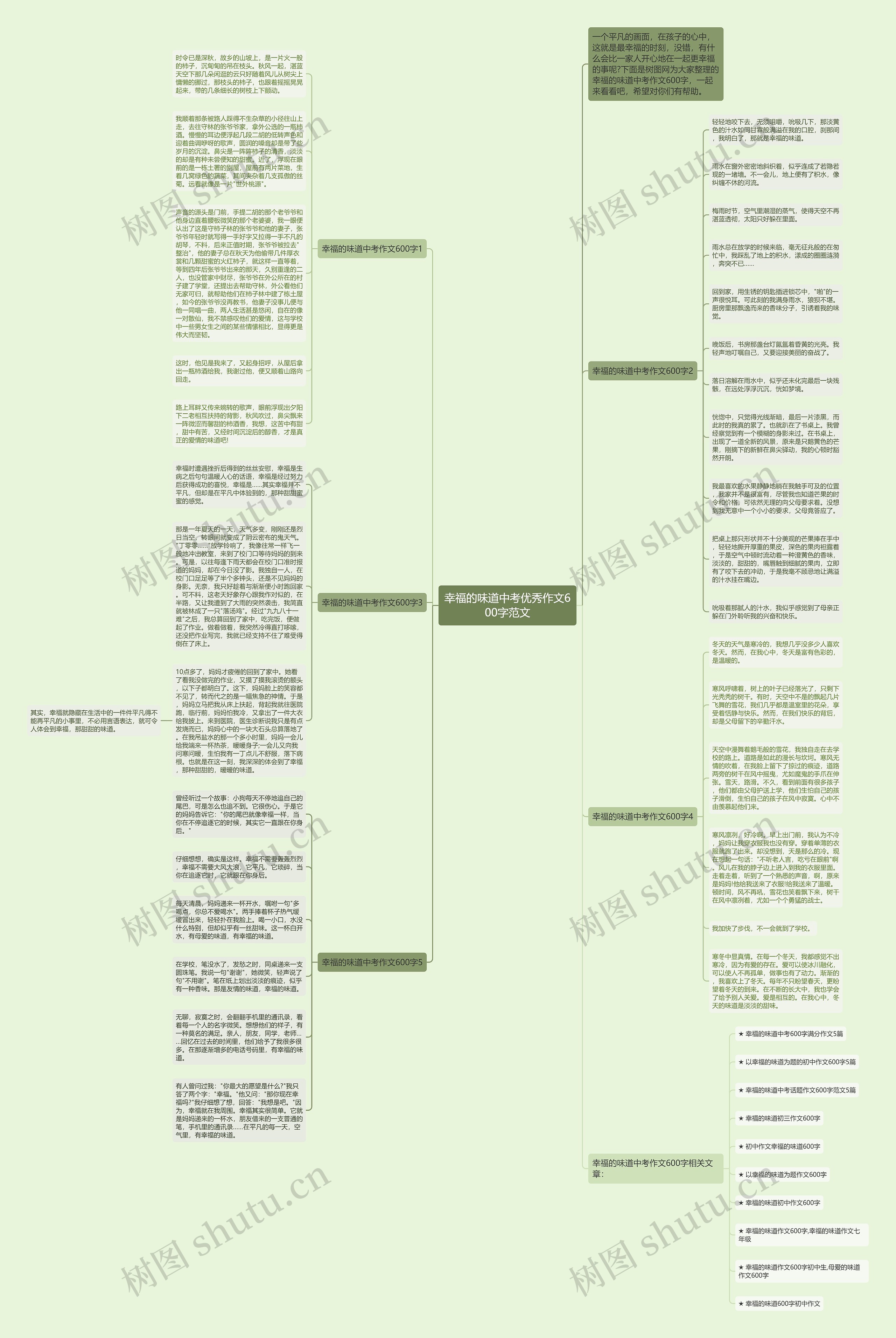 幸福的味道中考优秀作文600字范文思维导图