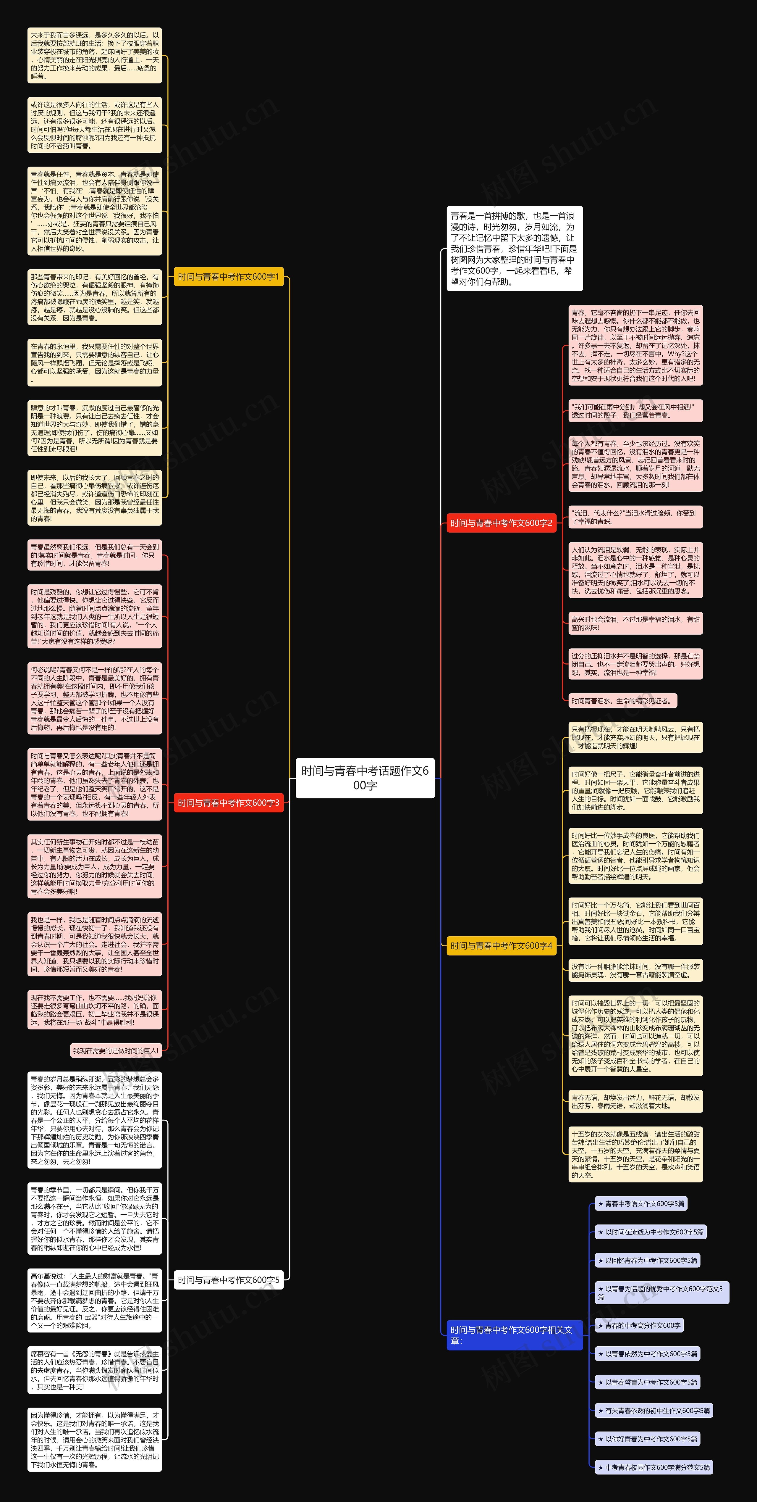 时间与青春中考话题作文600字思维导图