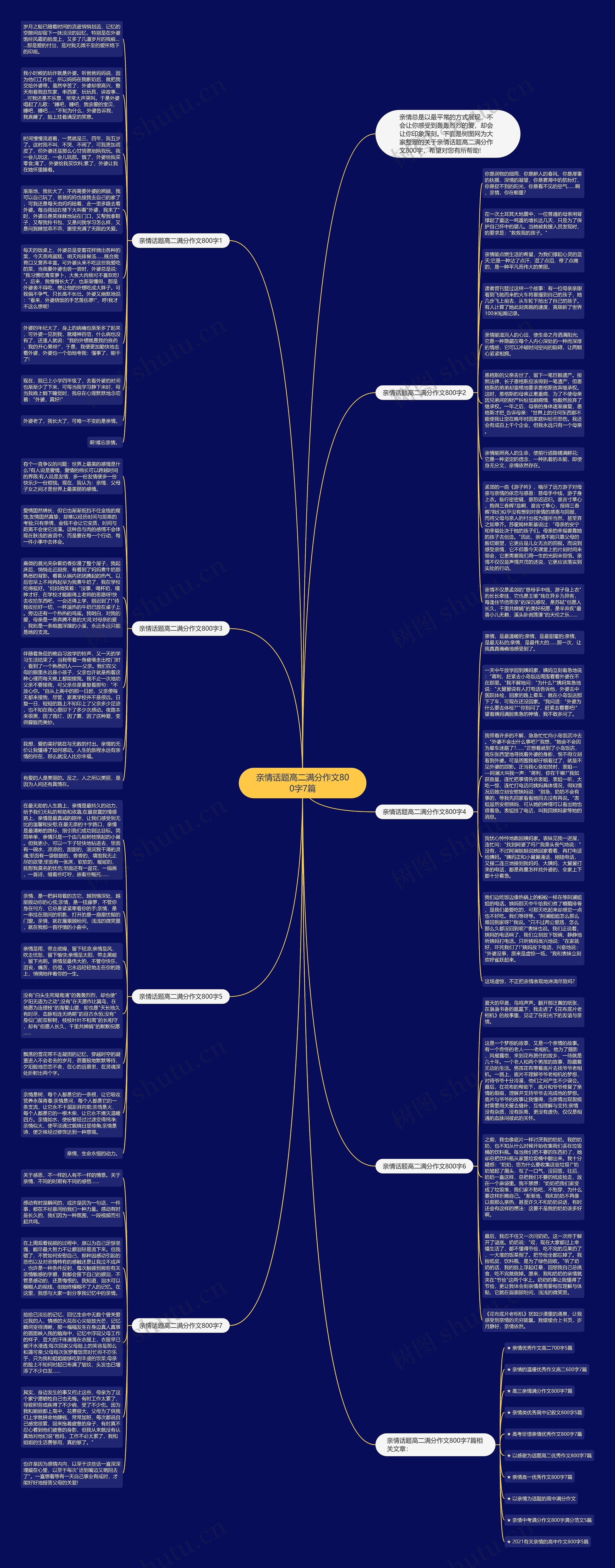亲情话题高二满分作文800字7篇思维导图