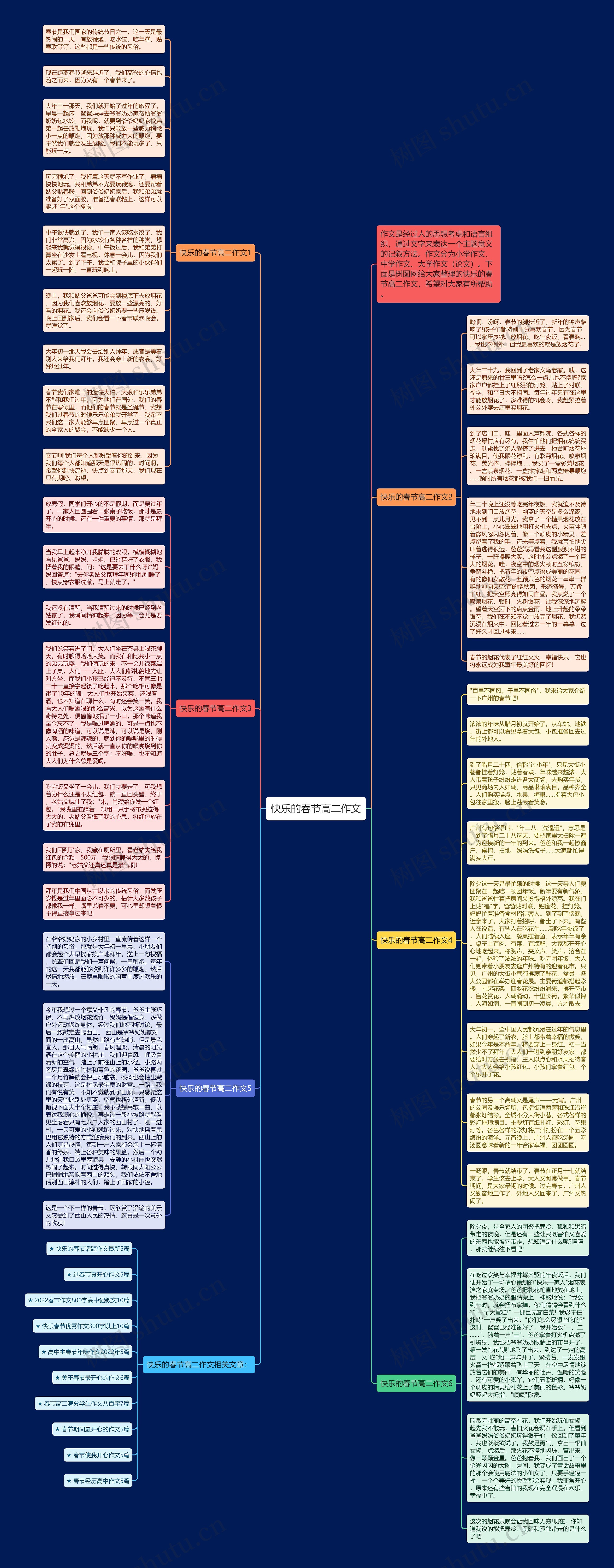 快乐的春节高二作文思维导图