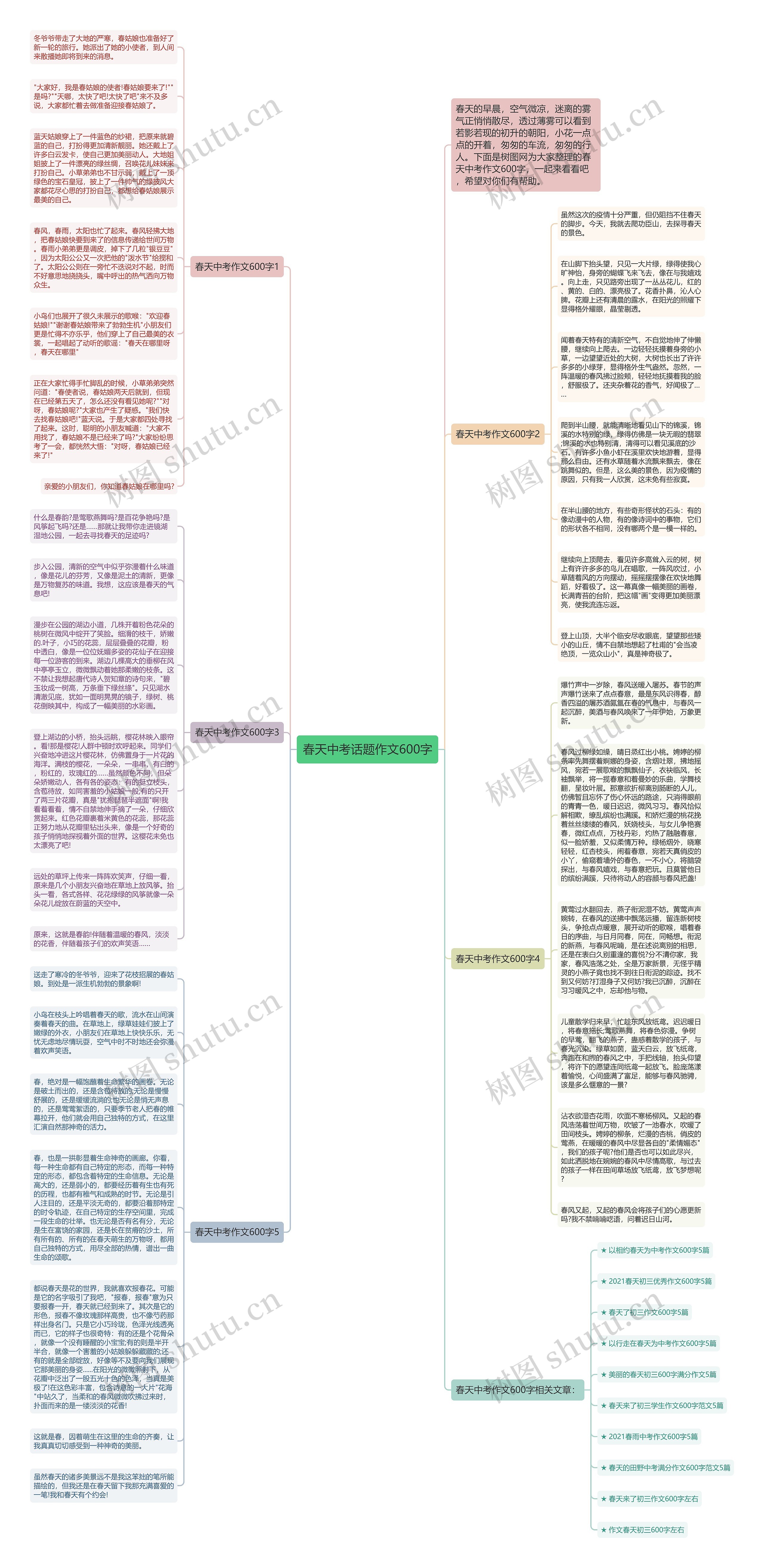 春天中考话题作文600字思维导图