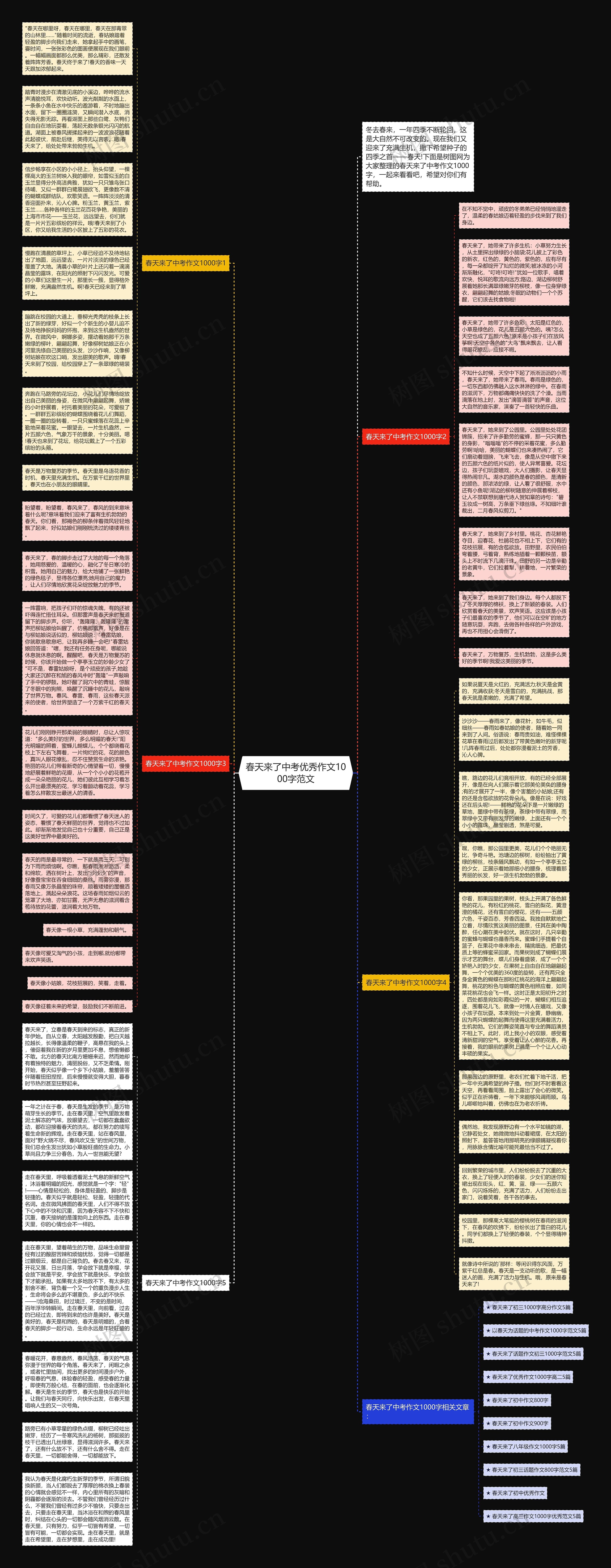 春天来了中考优秀作文1000字范文思维导图