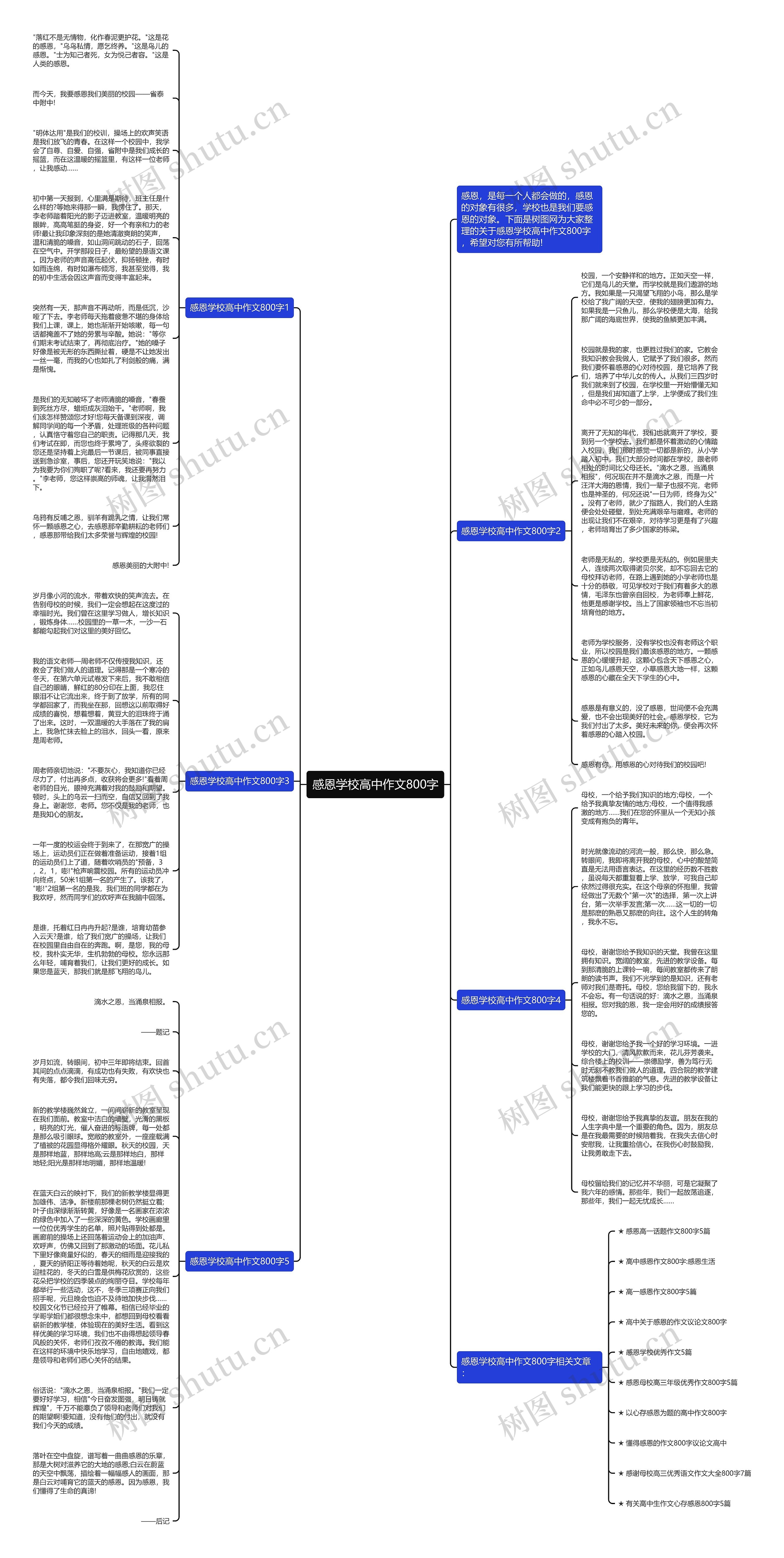 感恩学校高中作文800字思维导图