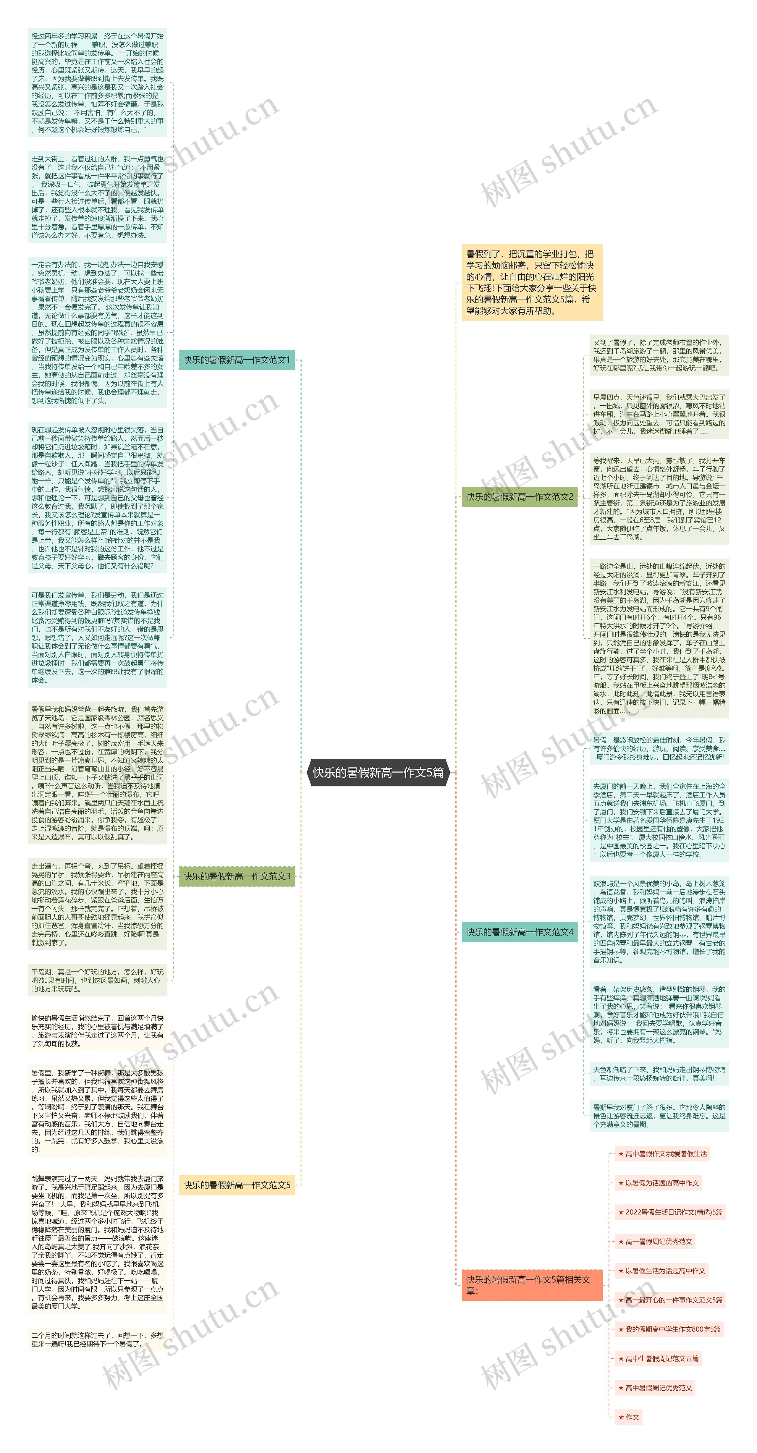 快乐的暑假新高一作文5篇思维导图