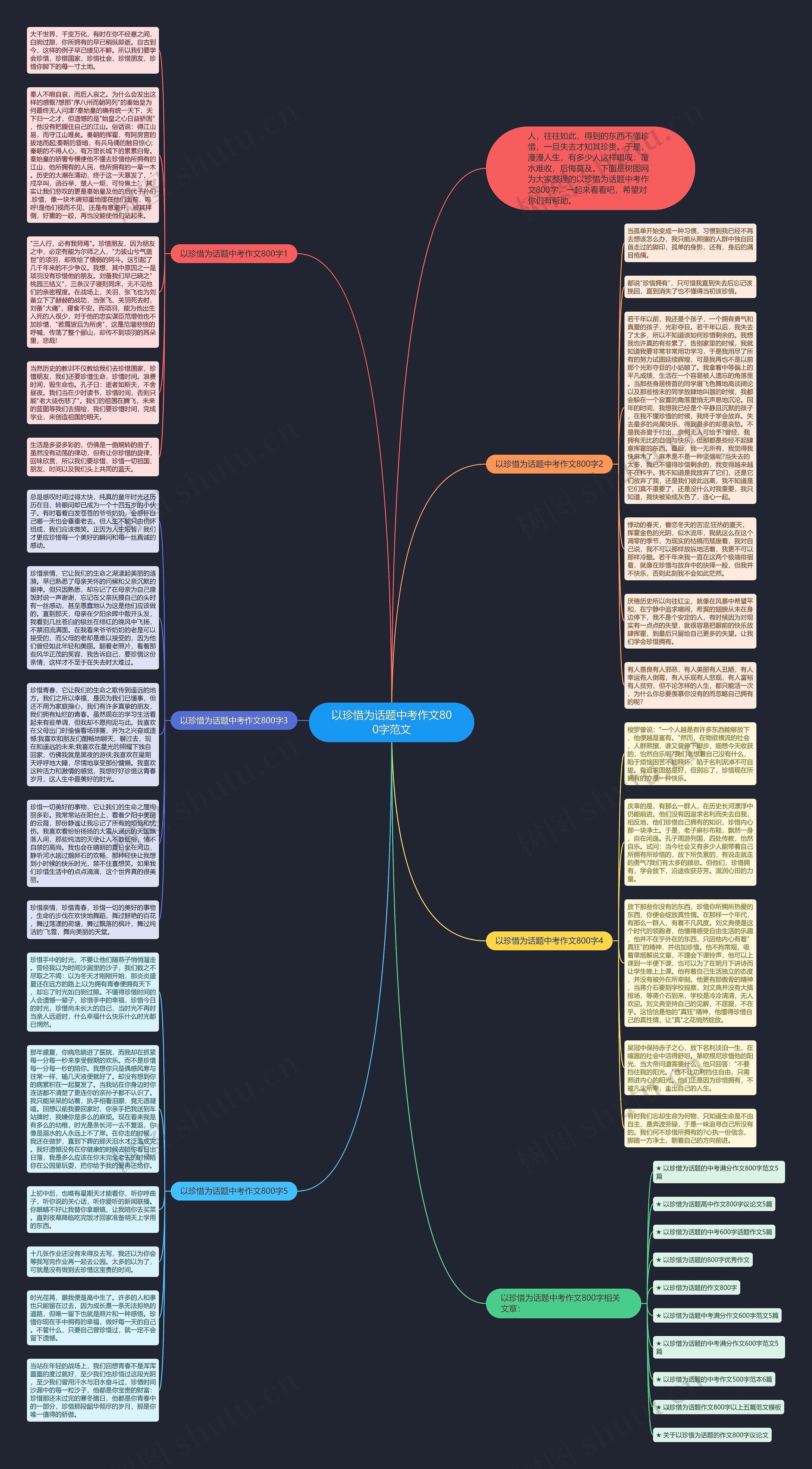 以珍惜为话题中考作文800字范文思维导图