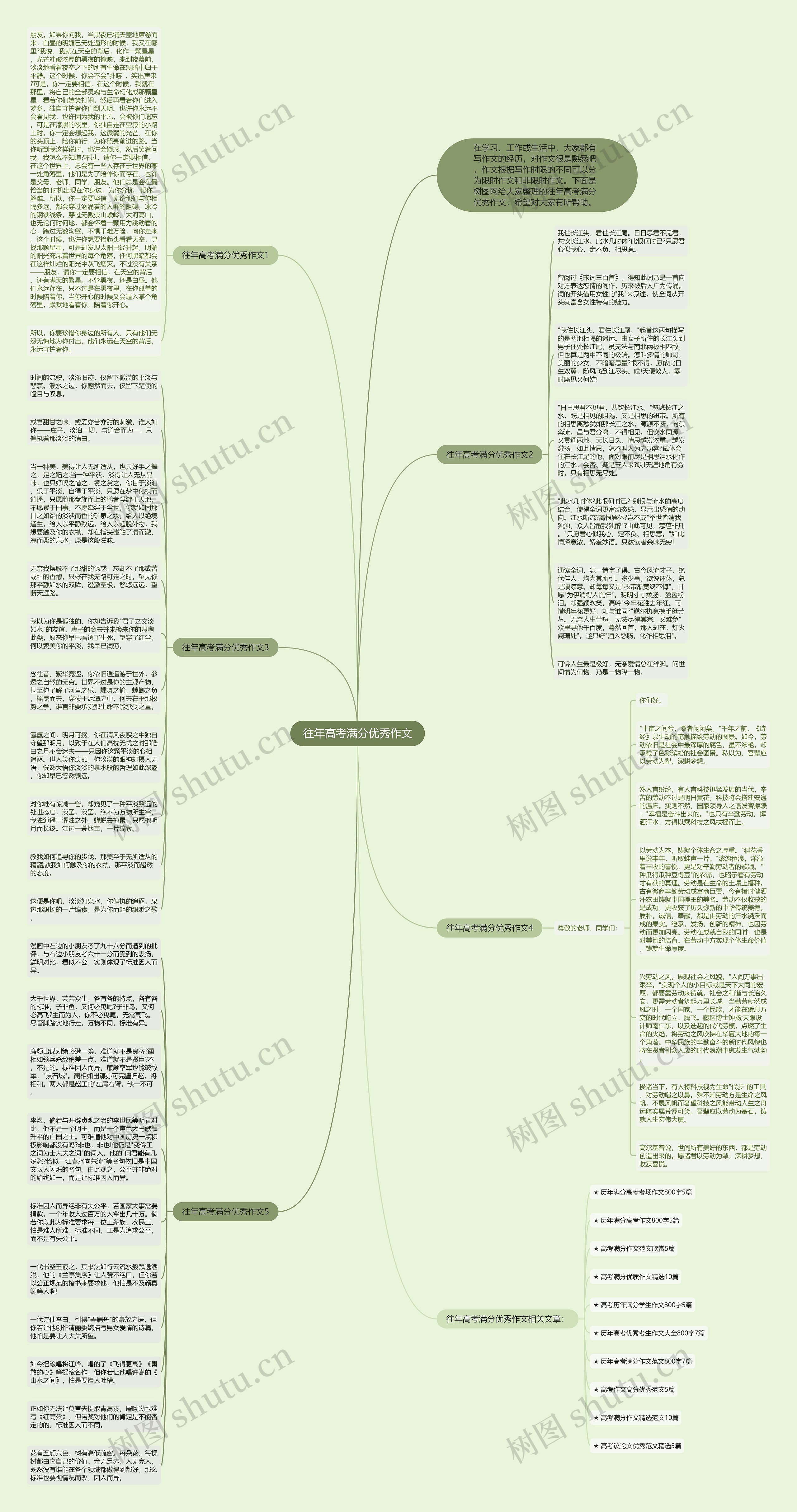 往年高考满分优秀作文思维导图