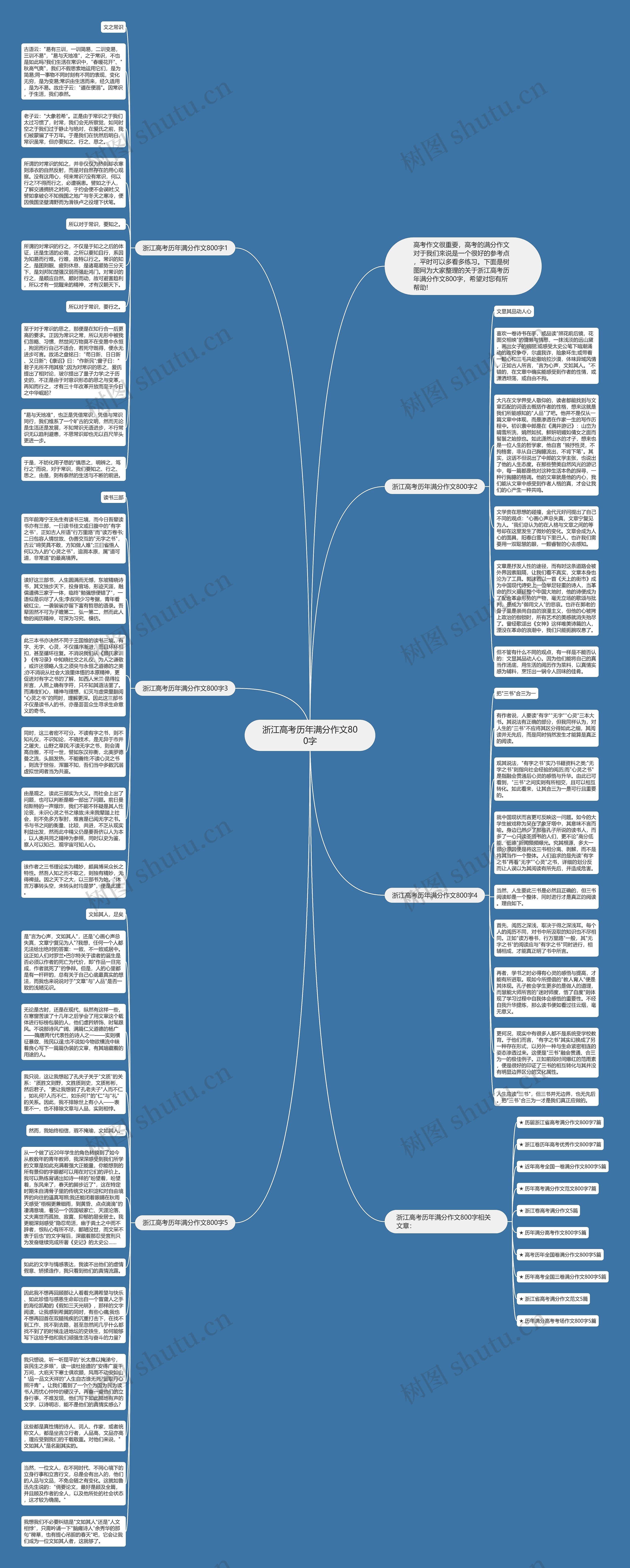 浙江高考历年满分作文800字思维导图