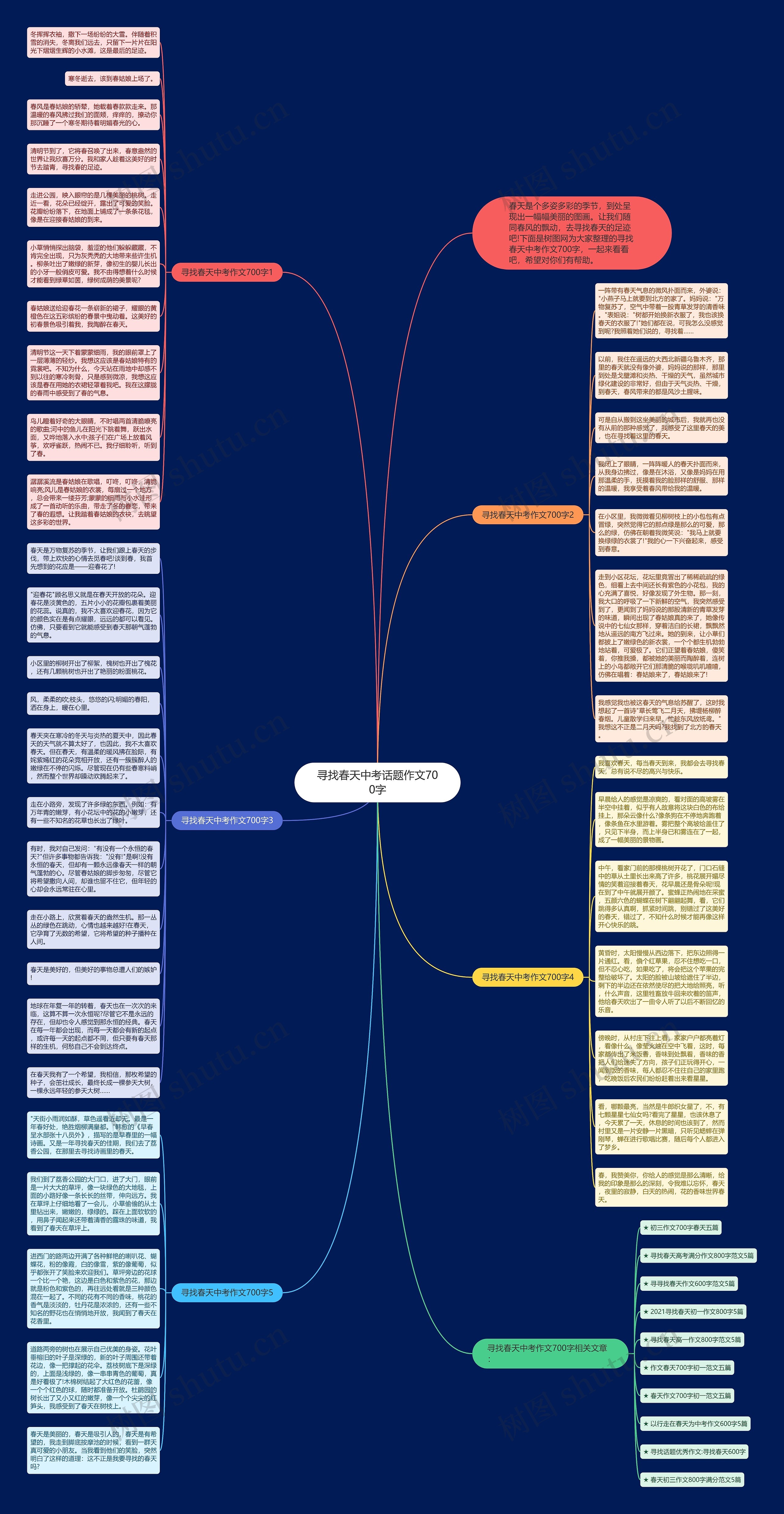 寻找春天中考话题作文700字思维导图