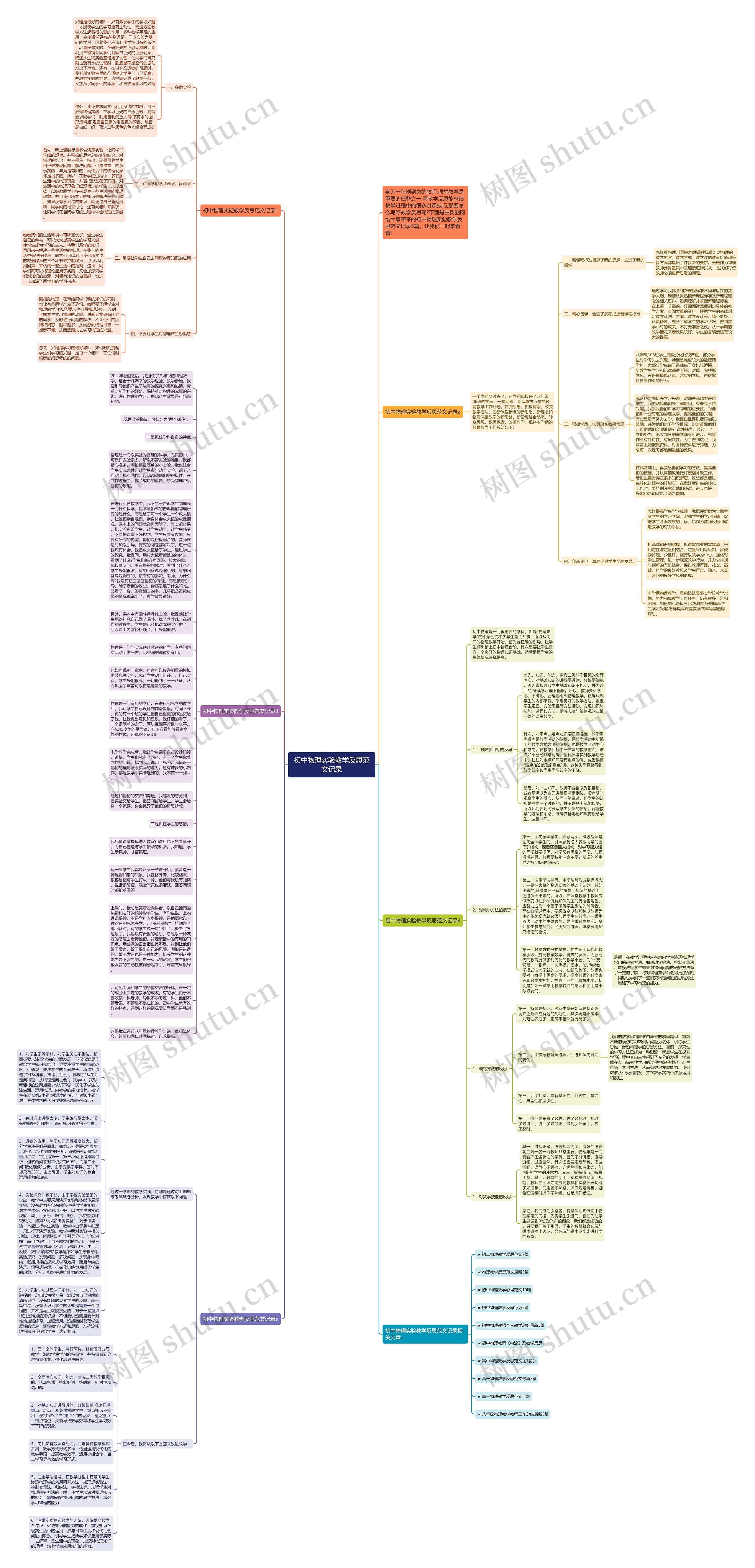 初中物理实验教学反思范文记录思维导图