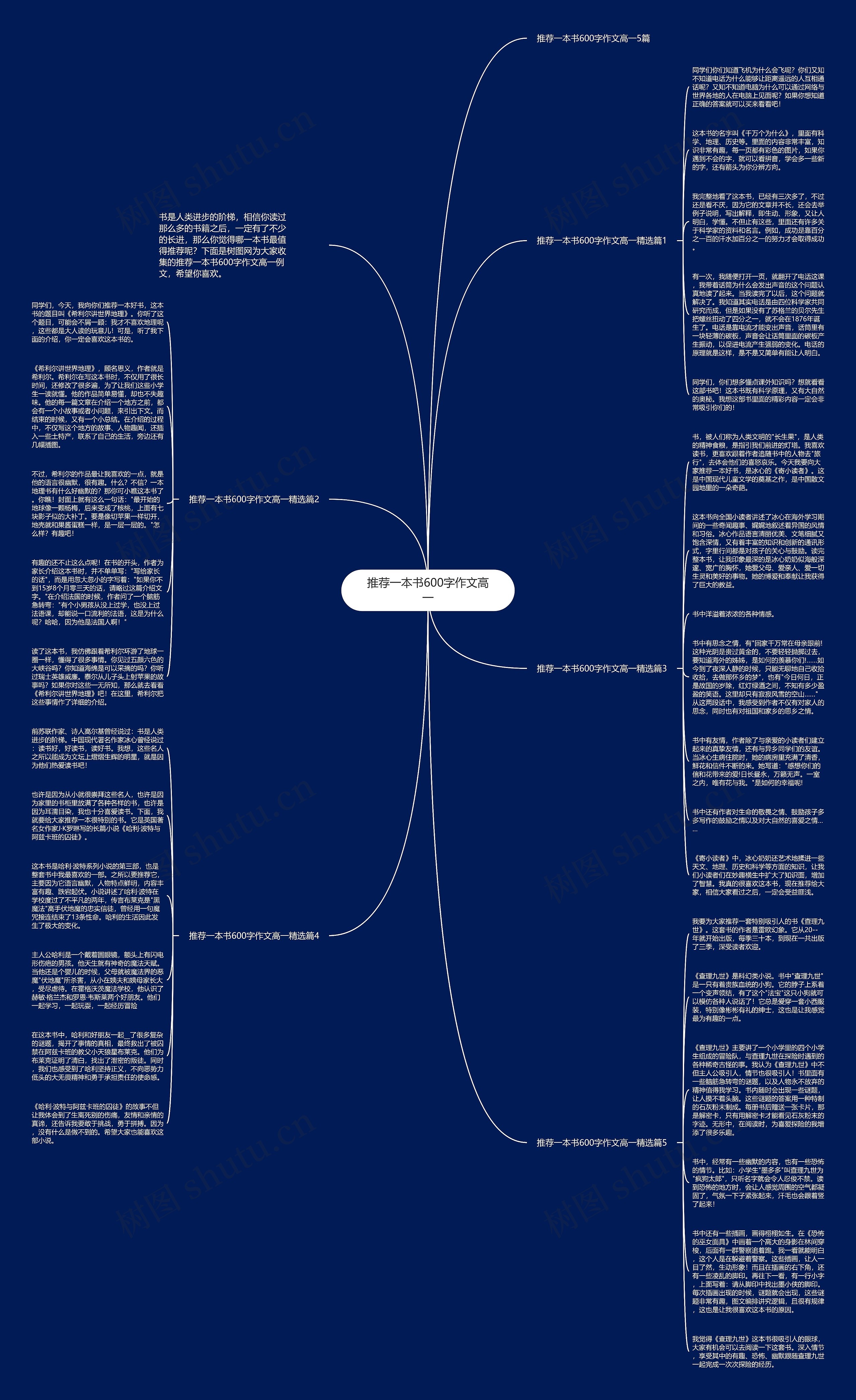 推荐一本书600字作文高一思维导图高清图 推荐一本书600字作文高一思维导图