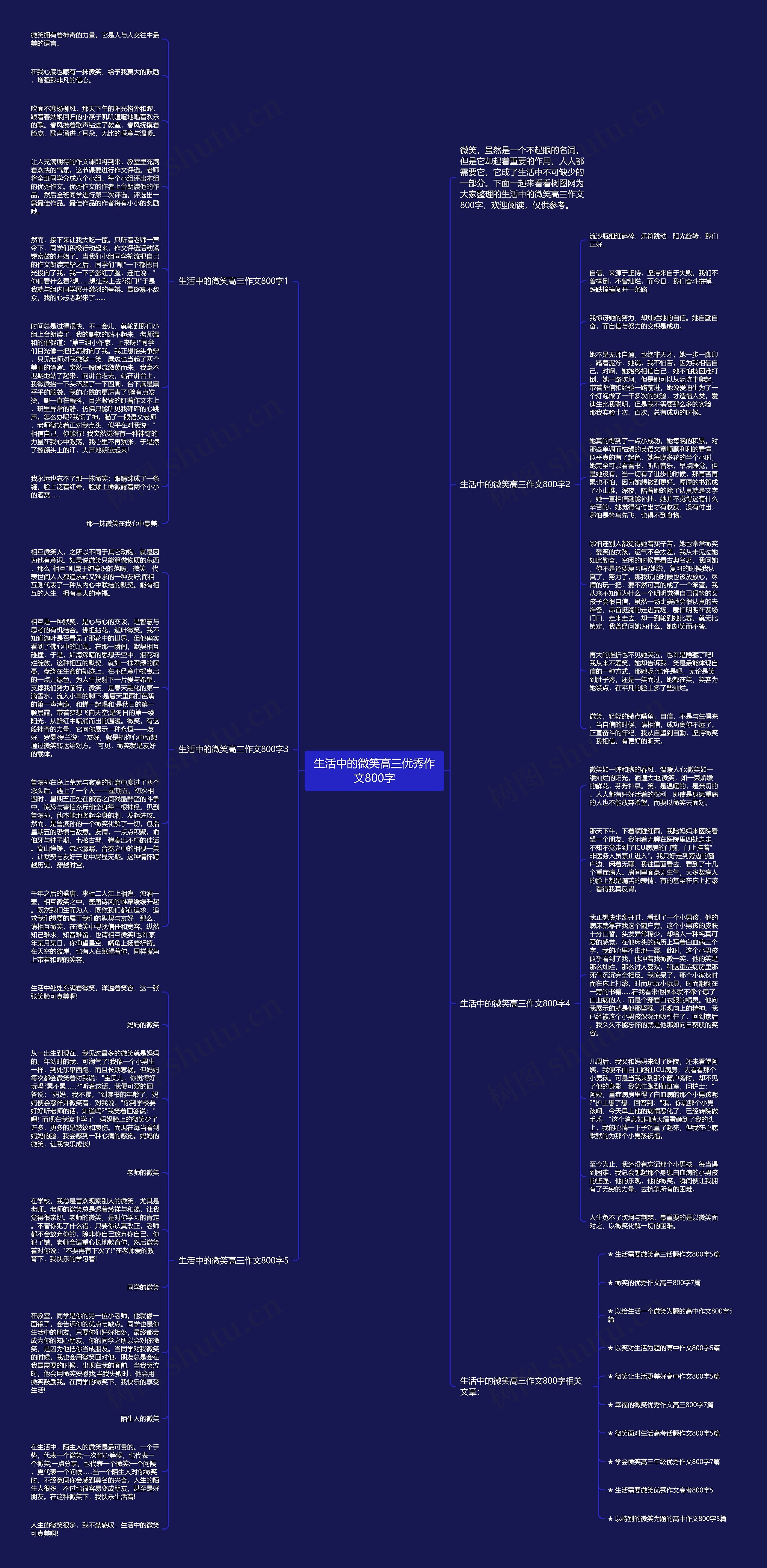 生活中的微笑高三优秀作文800字思维导图
