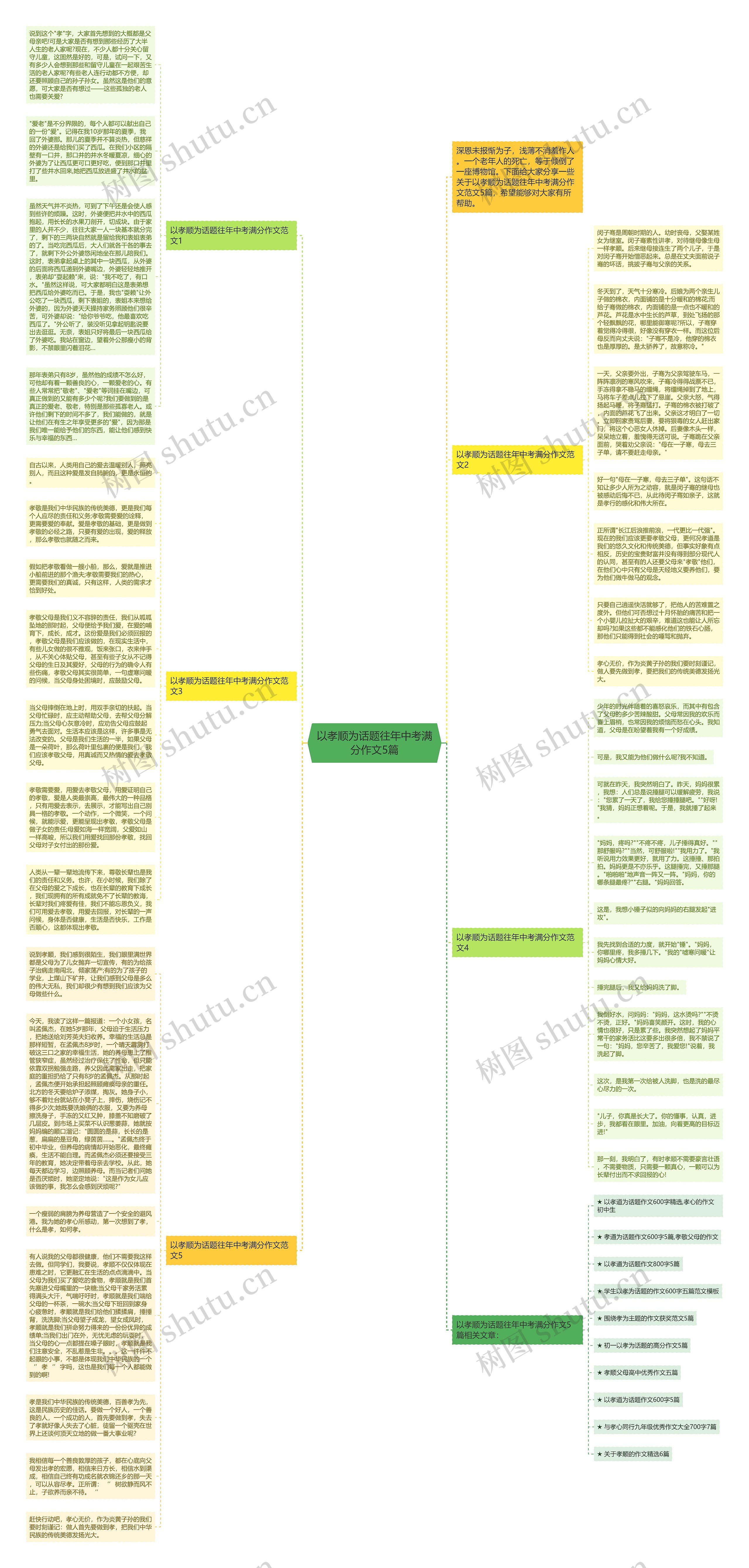 以孝顺为话题往年中考满分作文5篇思维导图