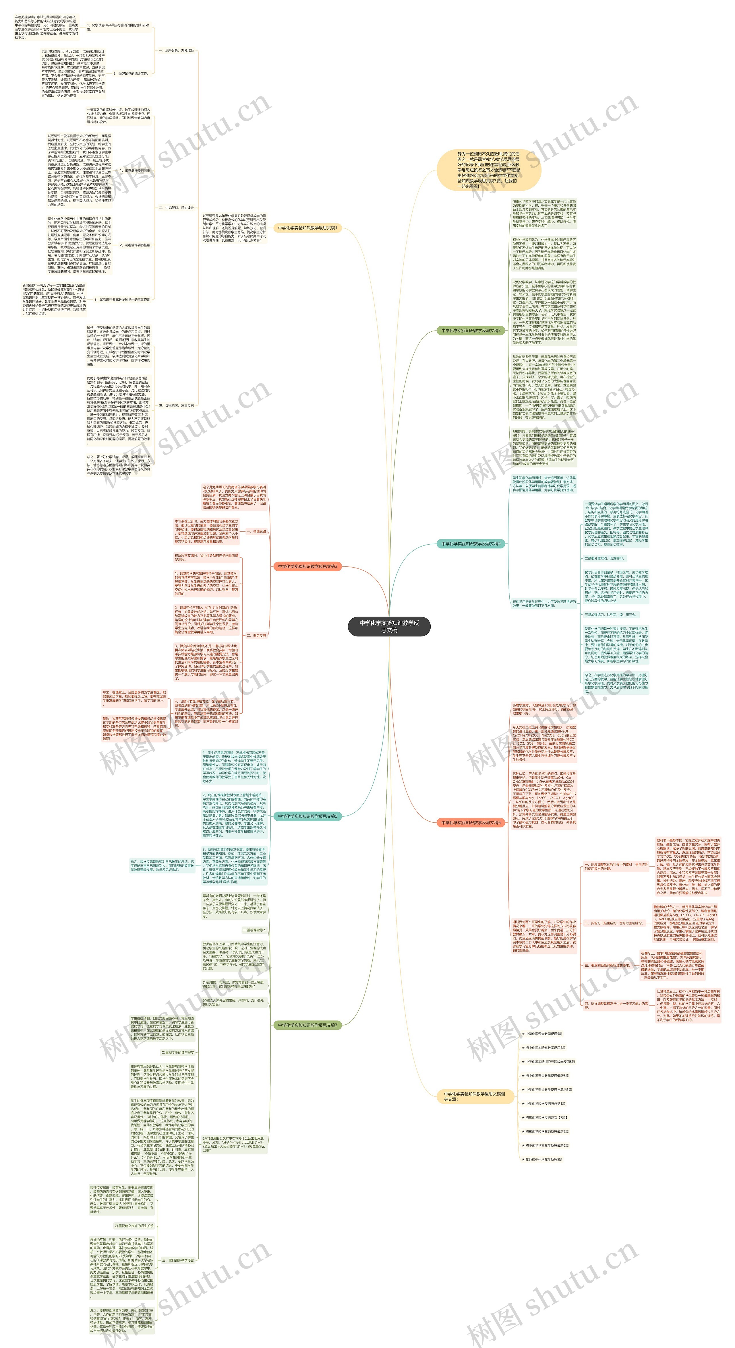中学化学实验知识教学反思文稿思维导图