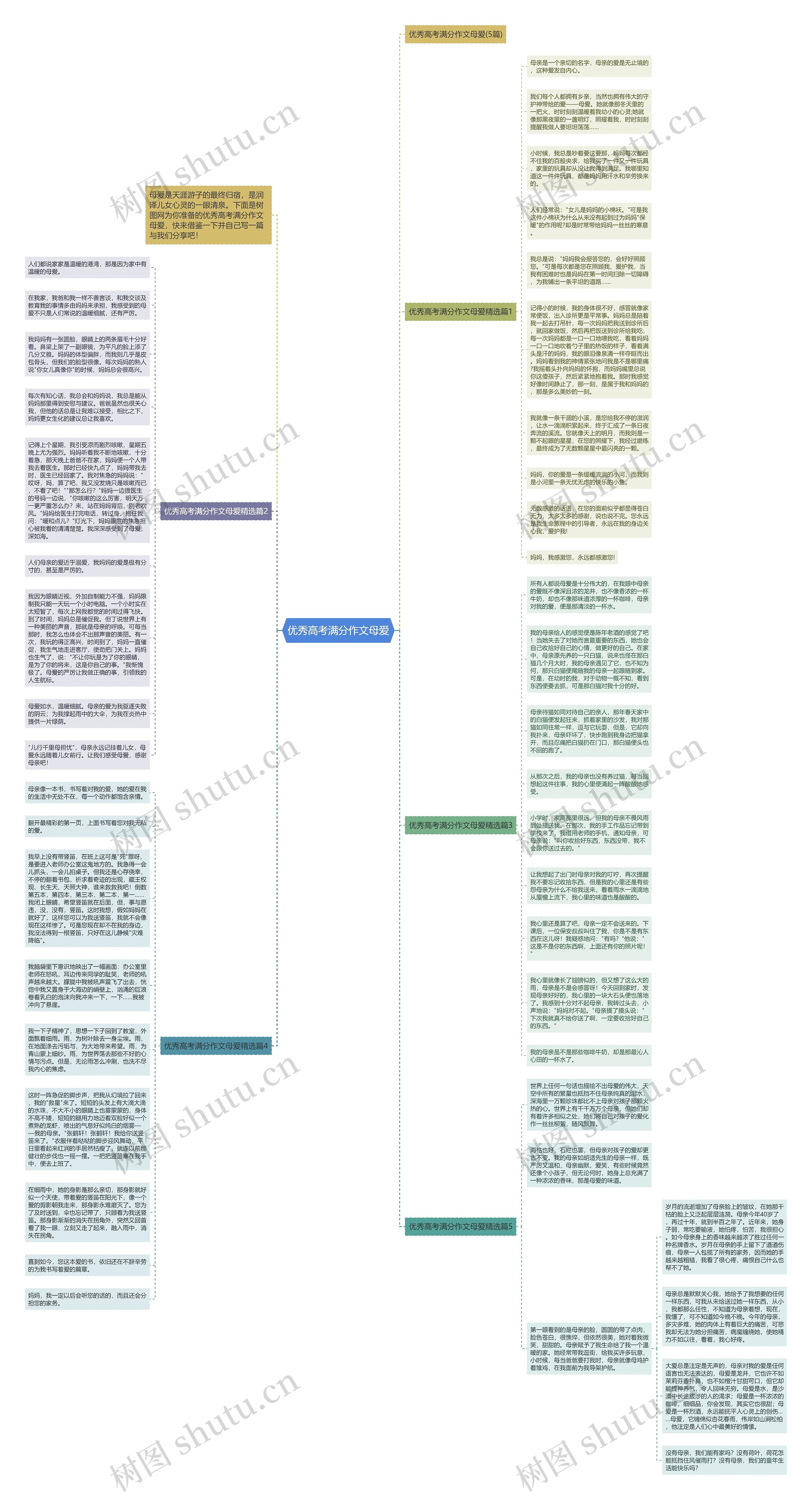 优秀高考满分作文母爱思维导图