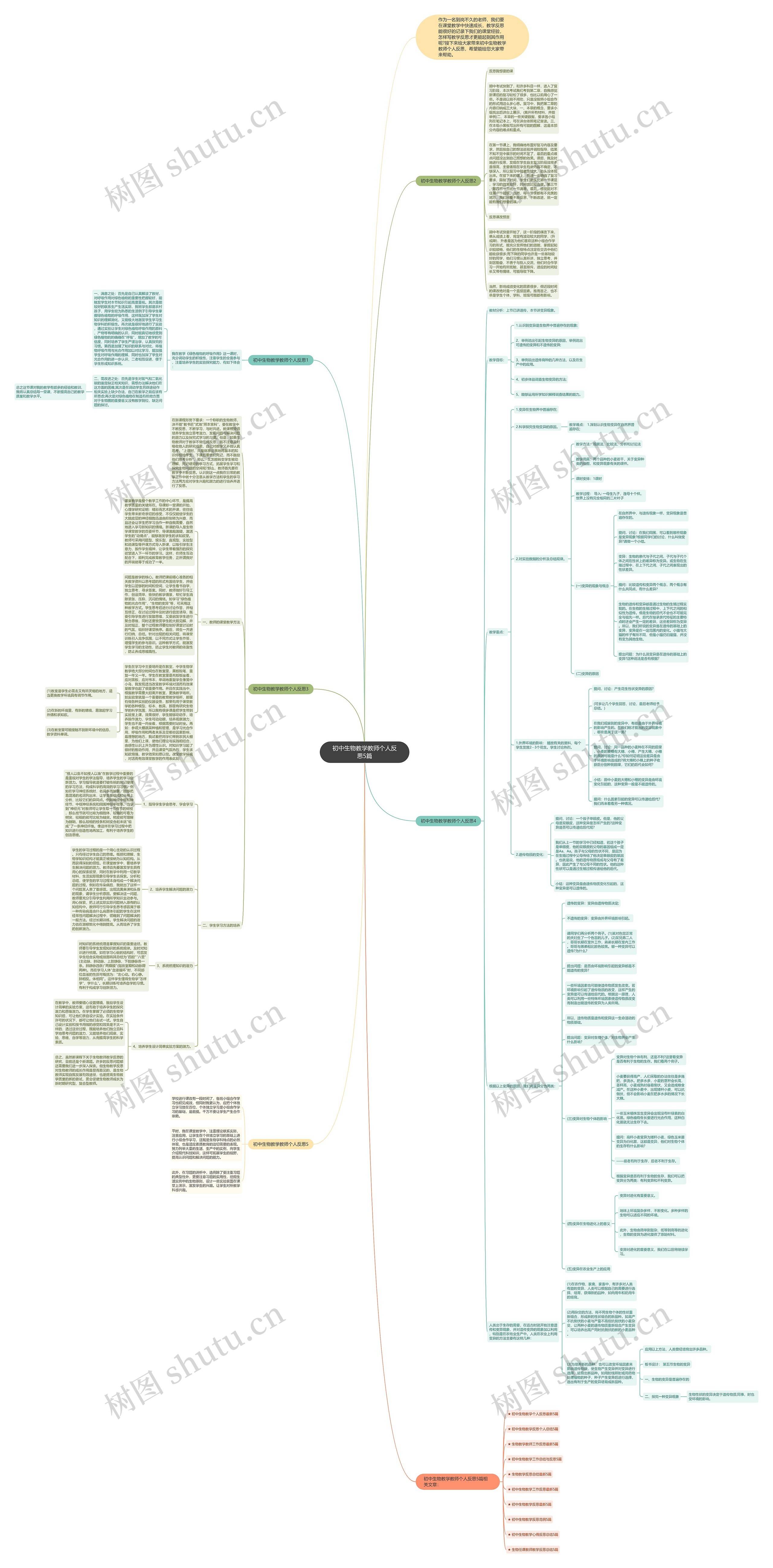 初中生物教学教师个人反思5篇思维导图