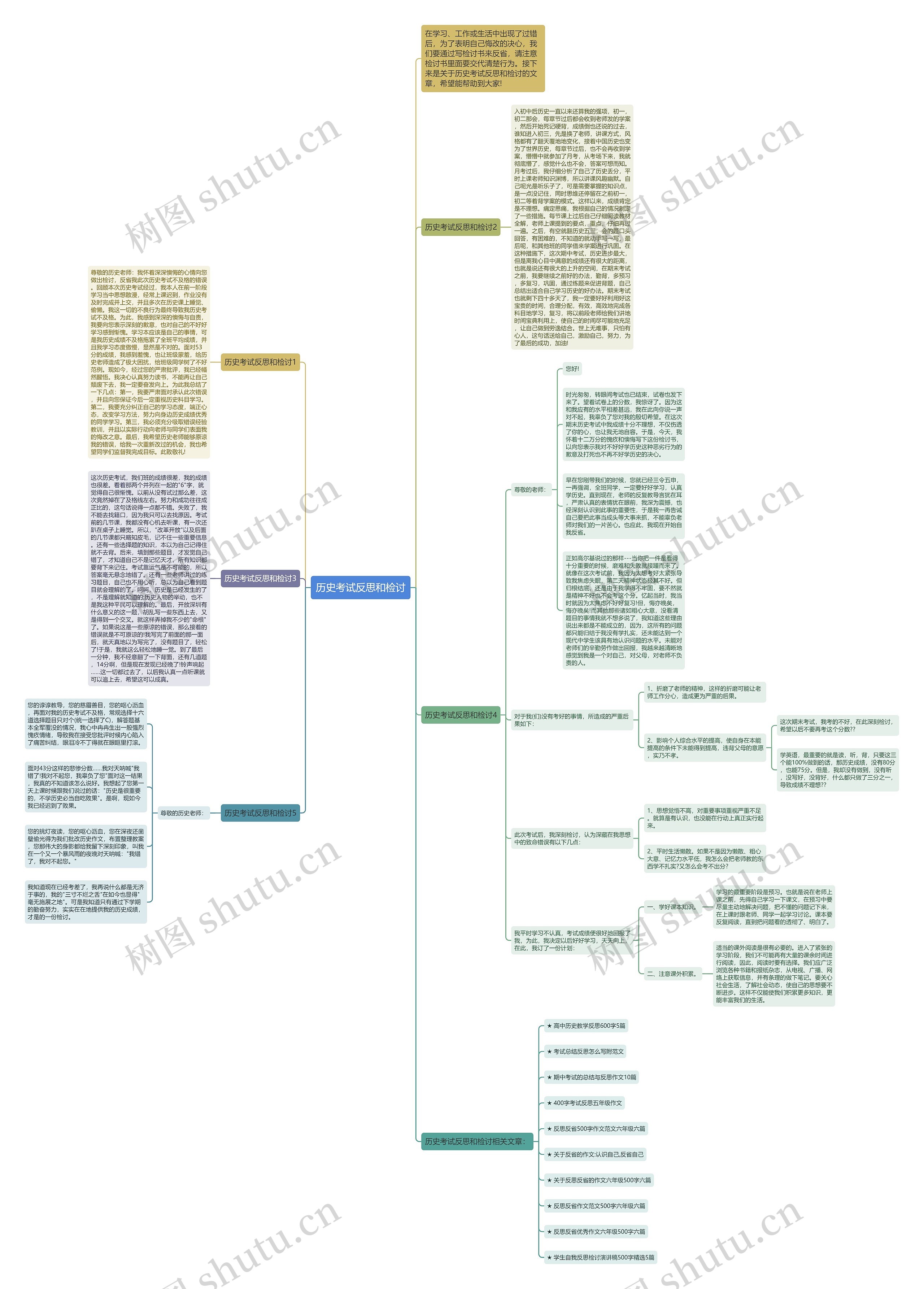 历史考试反思和检讨思维导图
