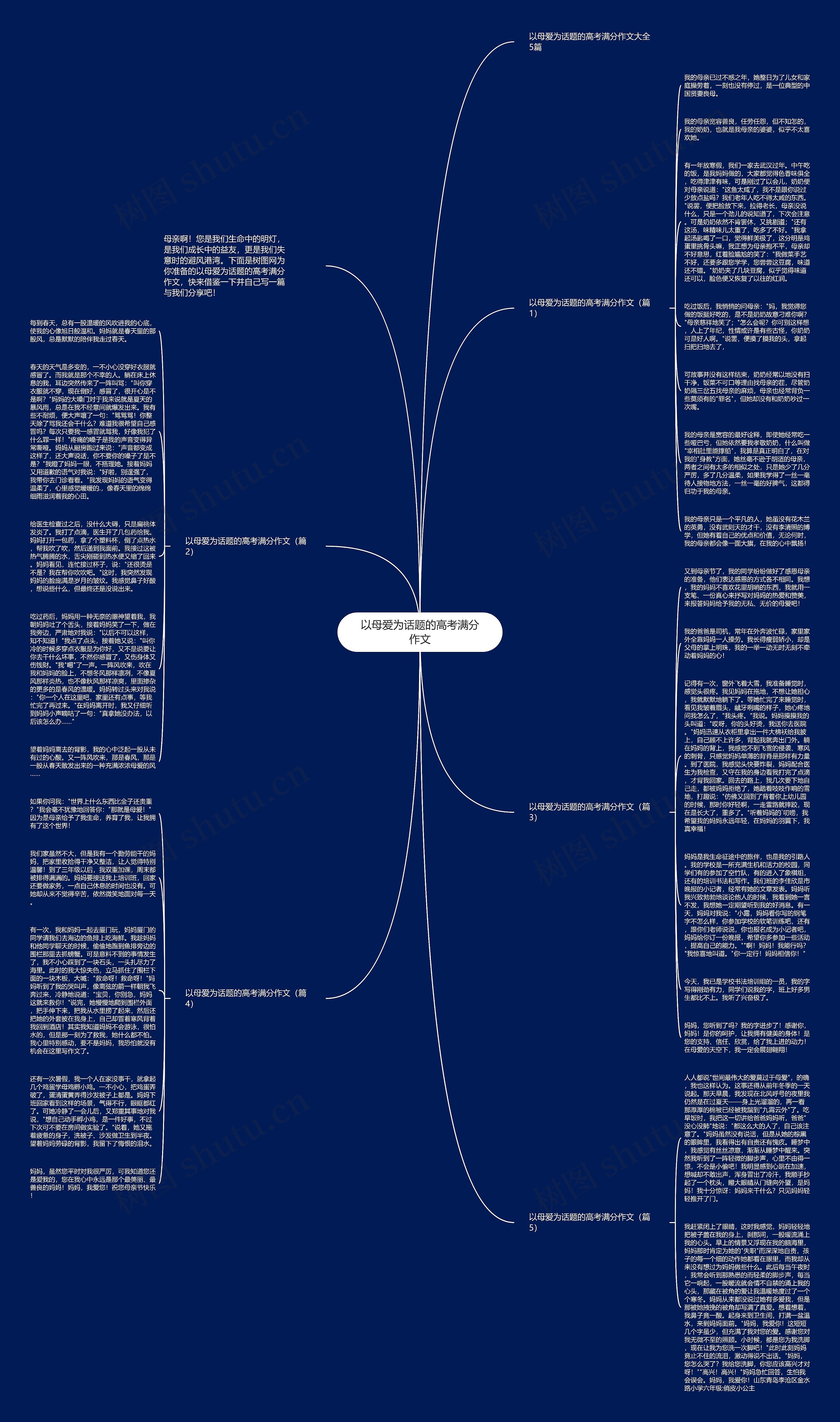 以母爱为话题的高考满分作文思维导图