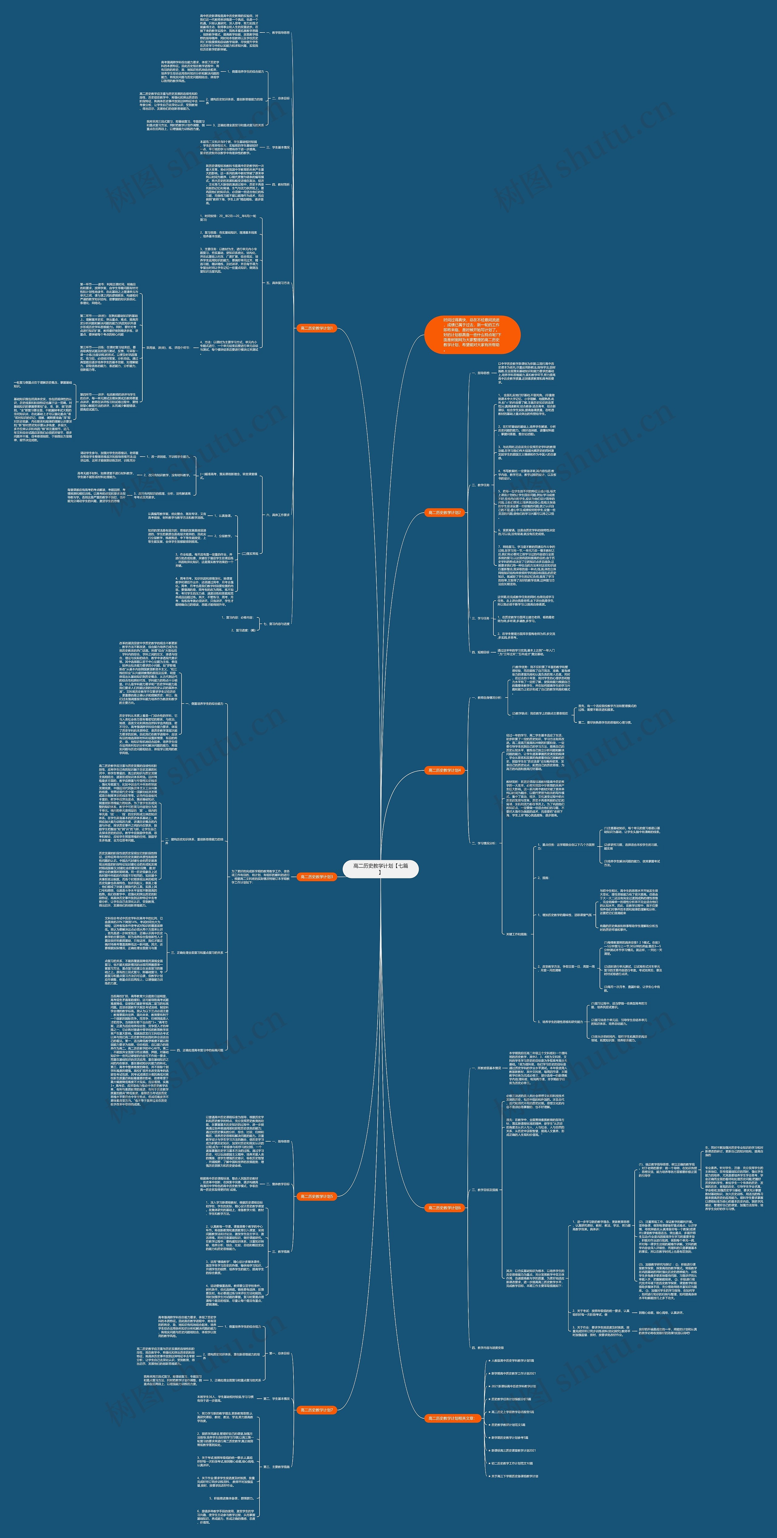高二历史教学计划【七篇】思维导图