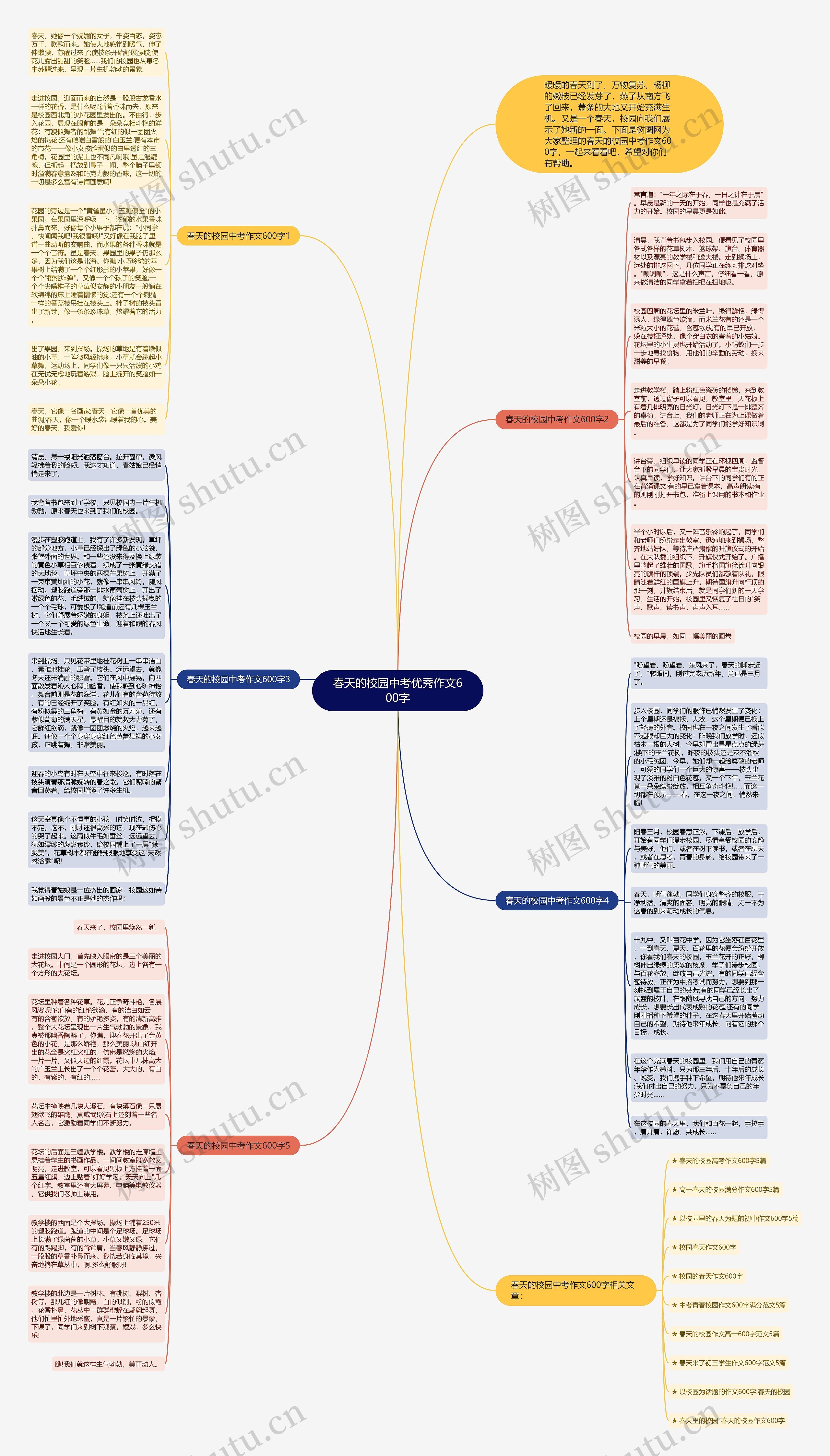 春天的校园中考优秀作文600字思维导图