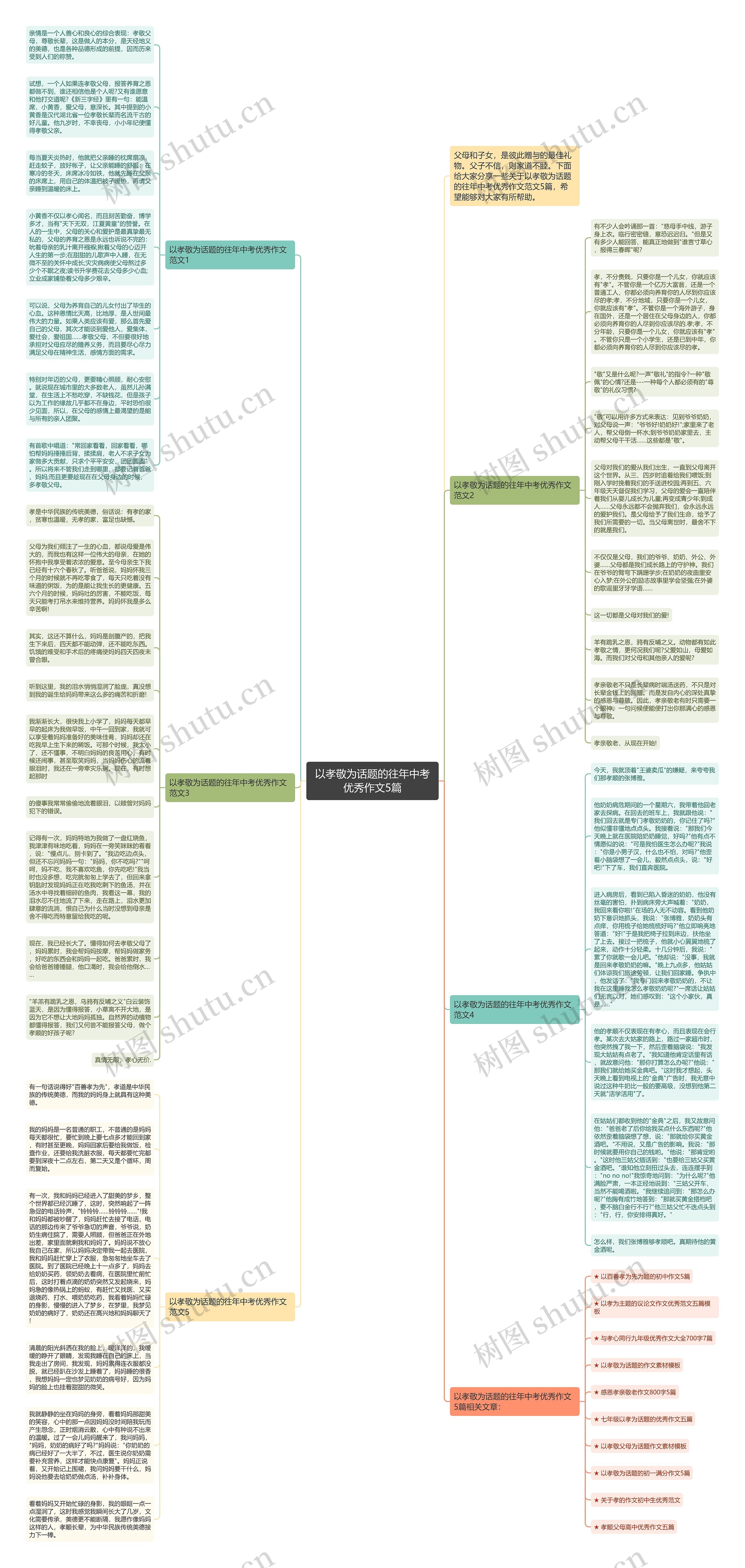以孝敬为话题的往年中考优秀作文5篇思维导图