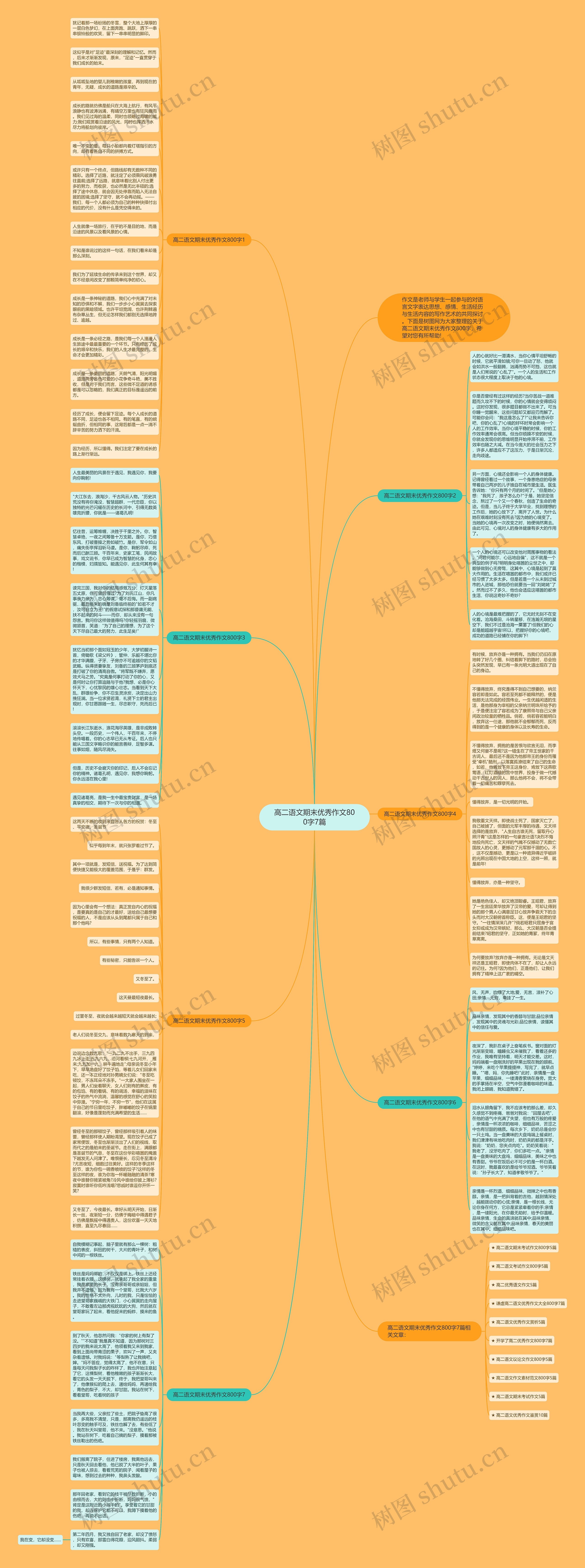 高二语文期末优秀作文800字7篇思维导图