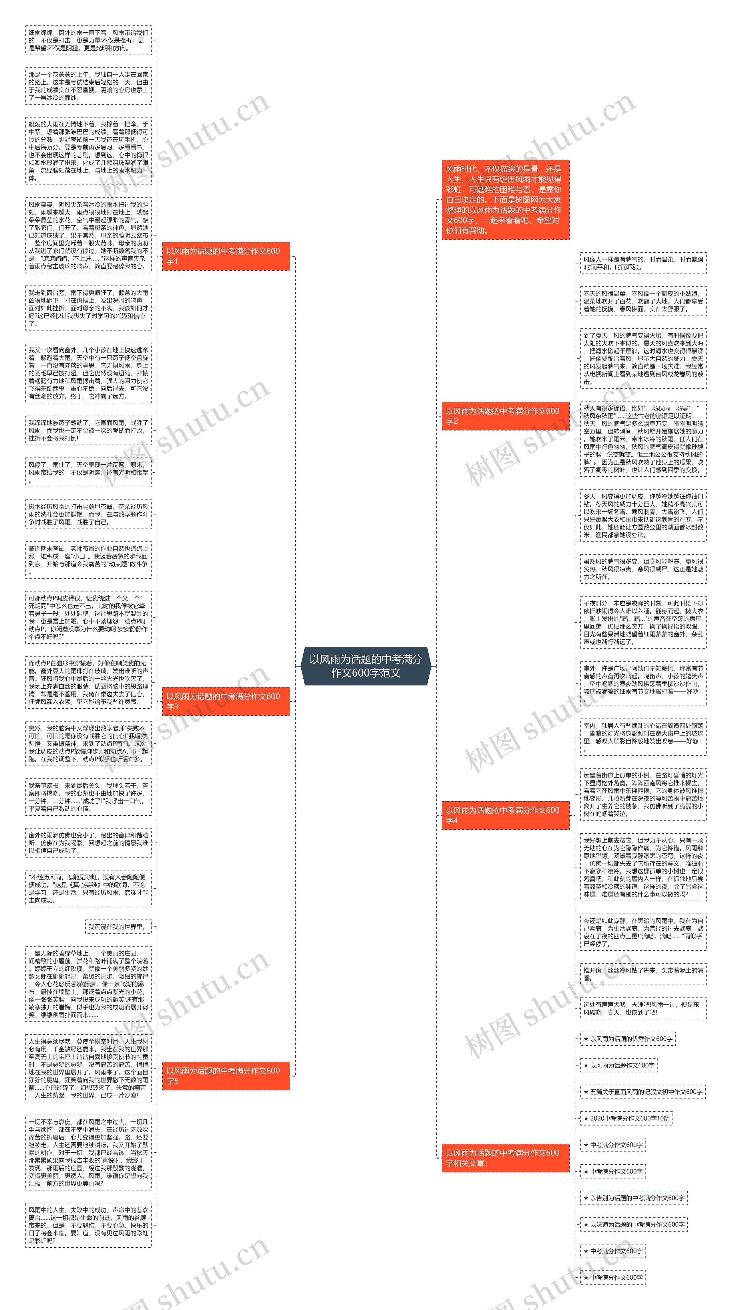 以风雨为话题的中考满分作文600字范文思维导图