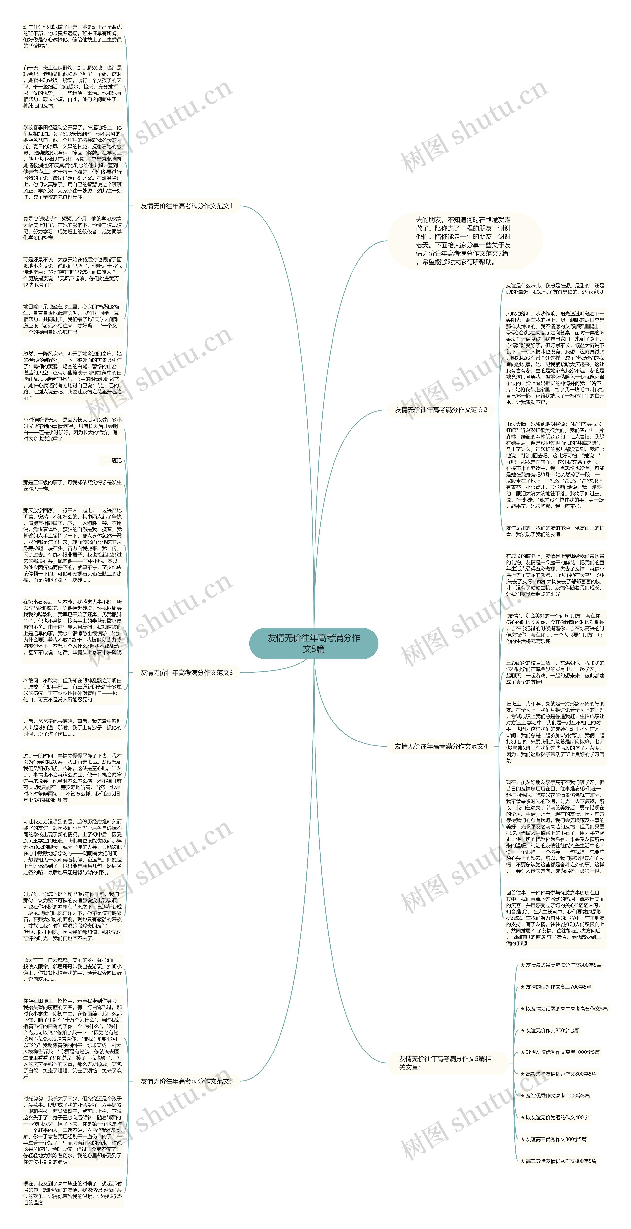 友情无价往年高考满分作文5篇思维导图