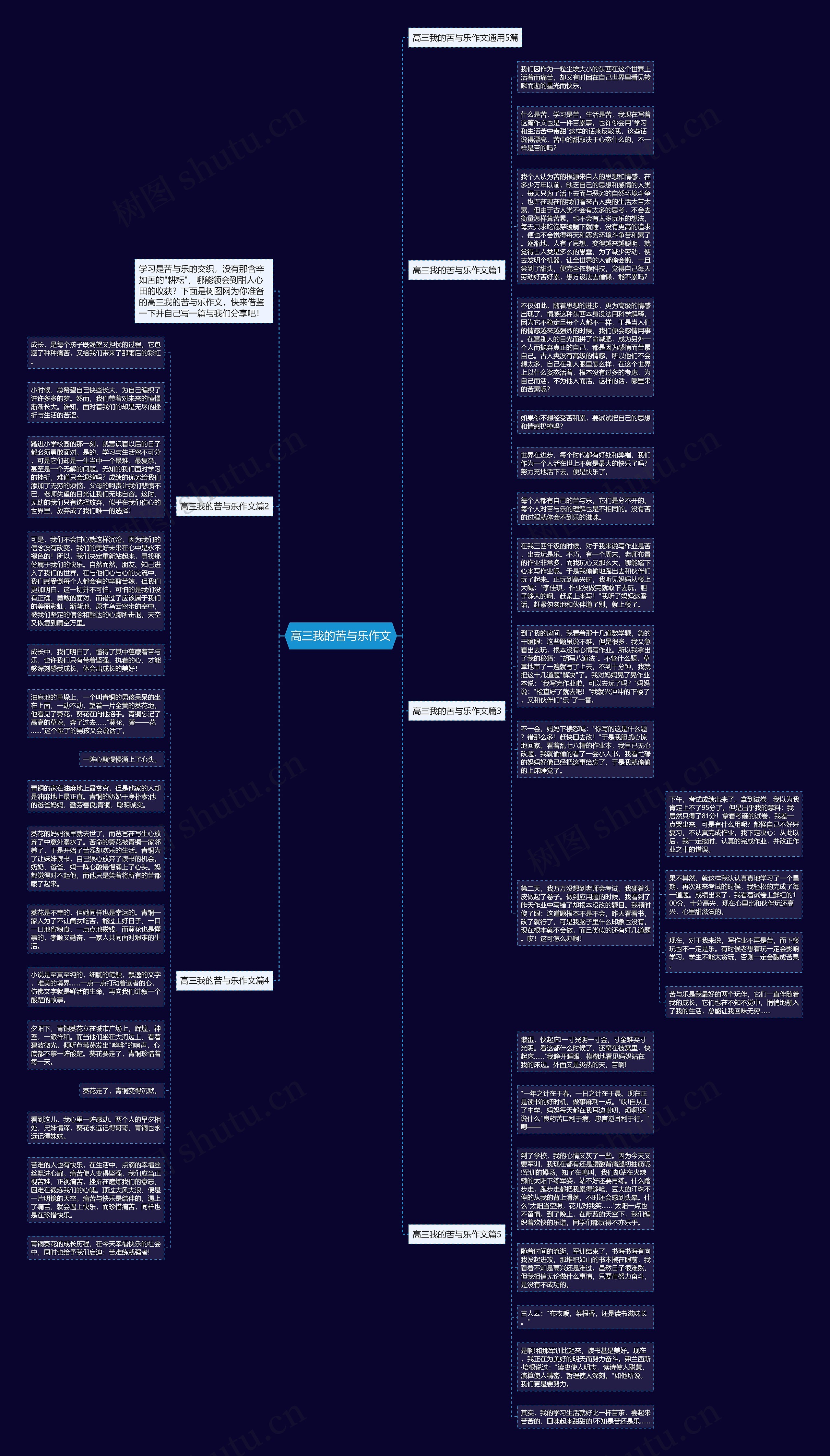 高三我的苦与乐作文思维导图