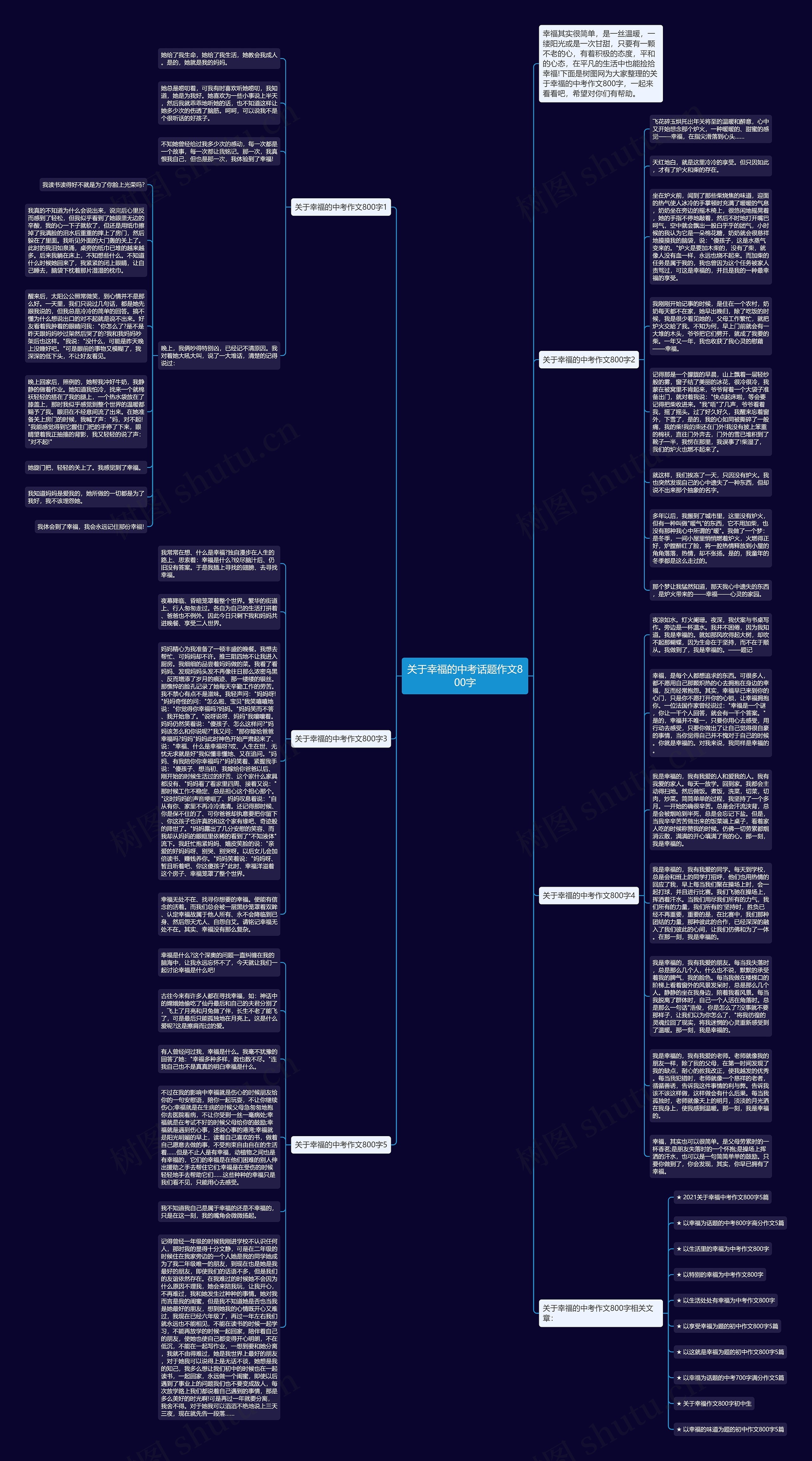 关于幸福的中考话题作文800字思维导图