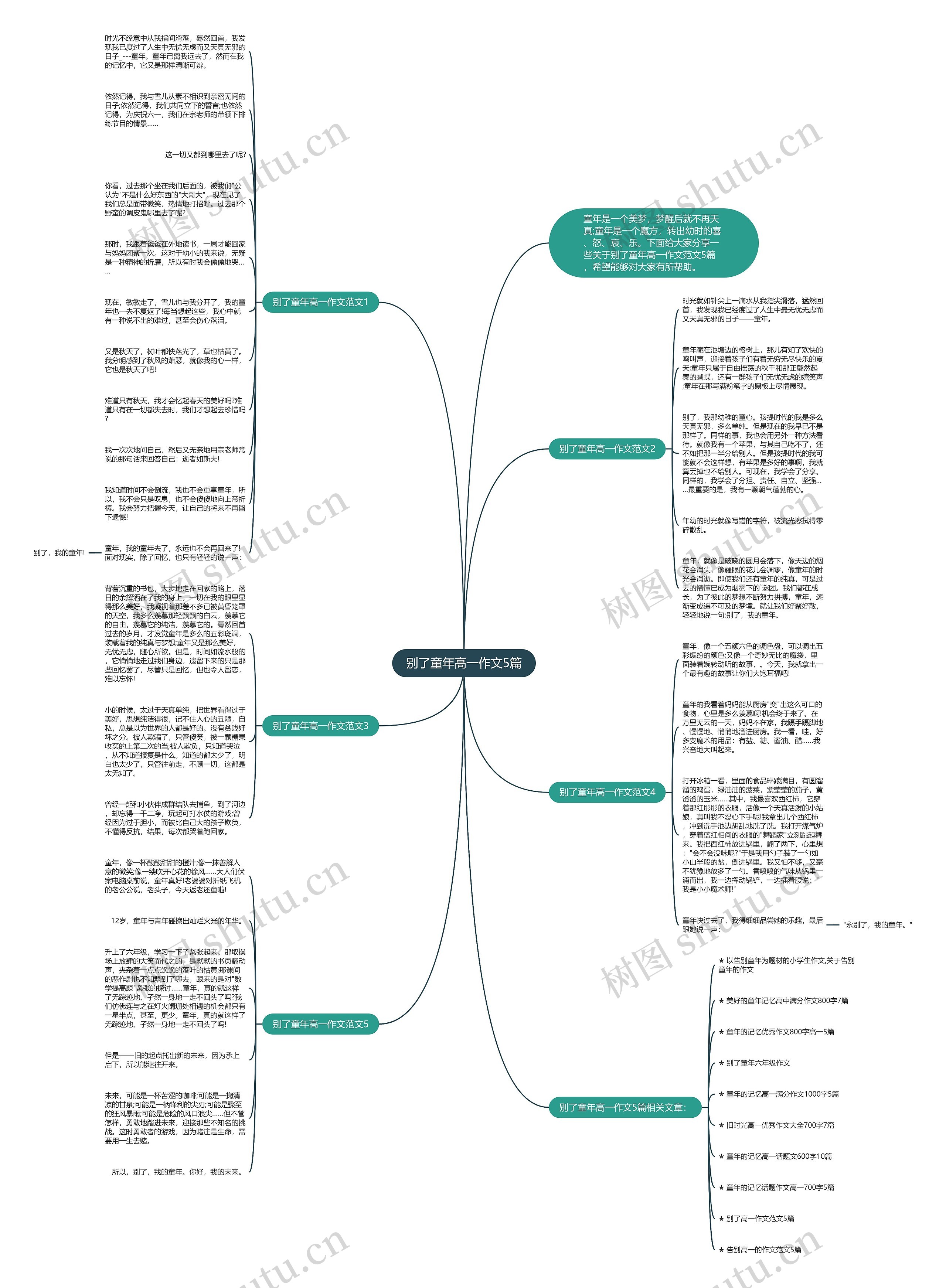 别了童年高一作文5篇思维导图