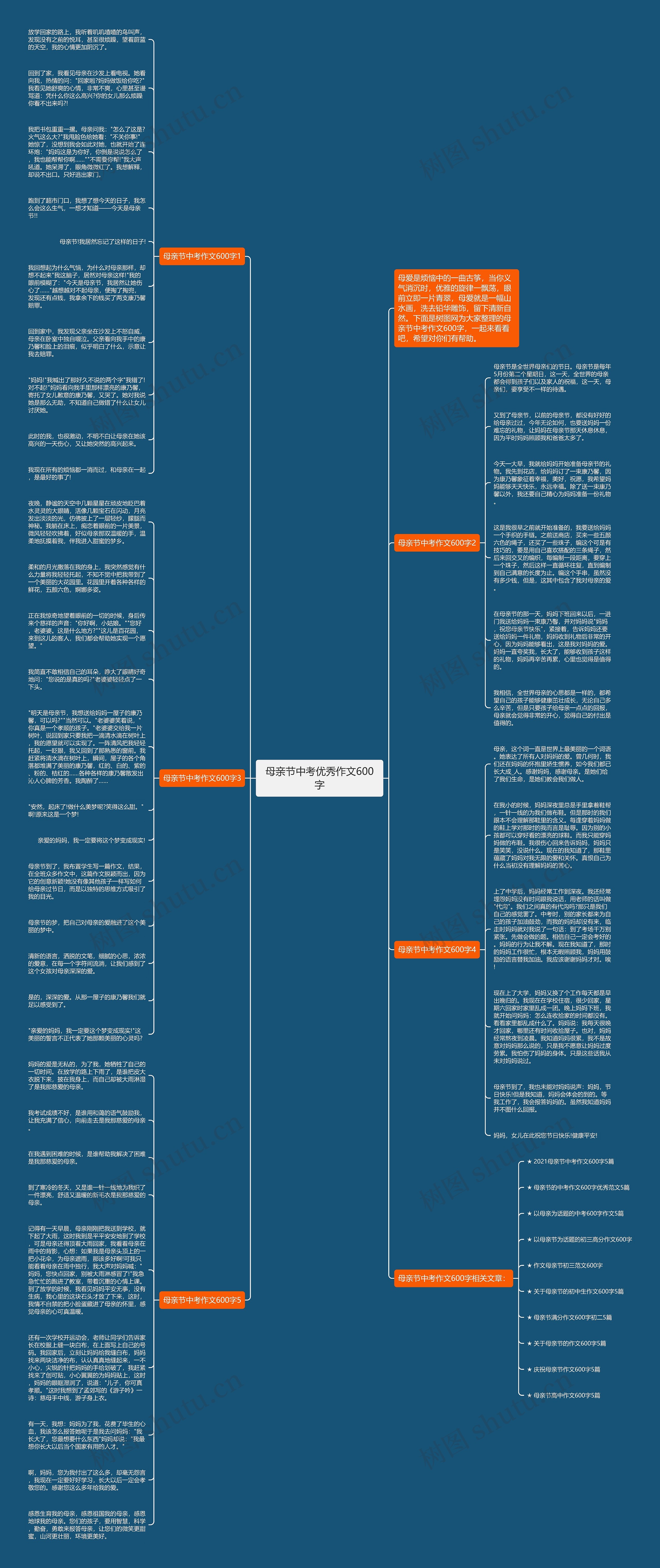 母亲节中考优秀作文600字思维导图