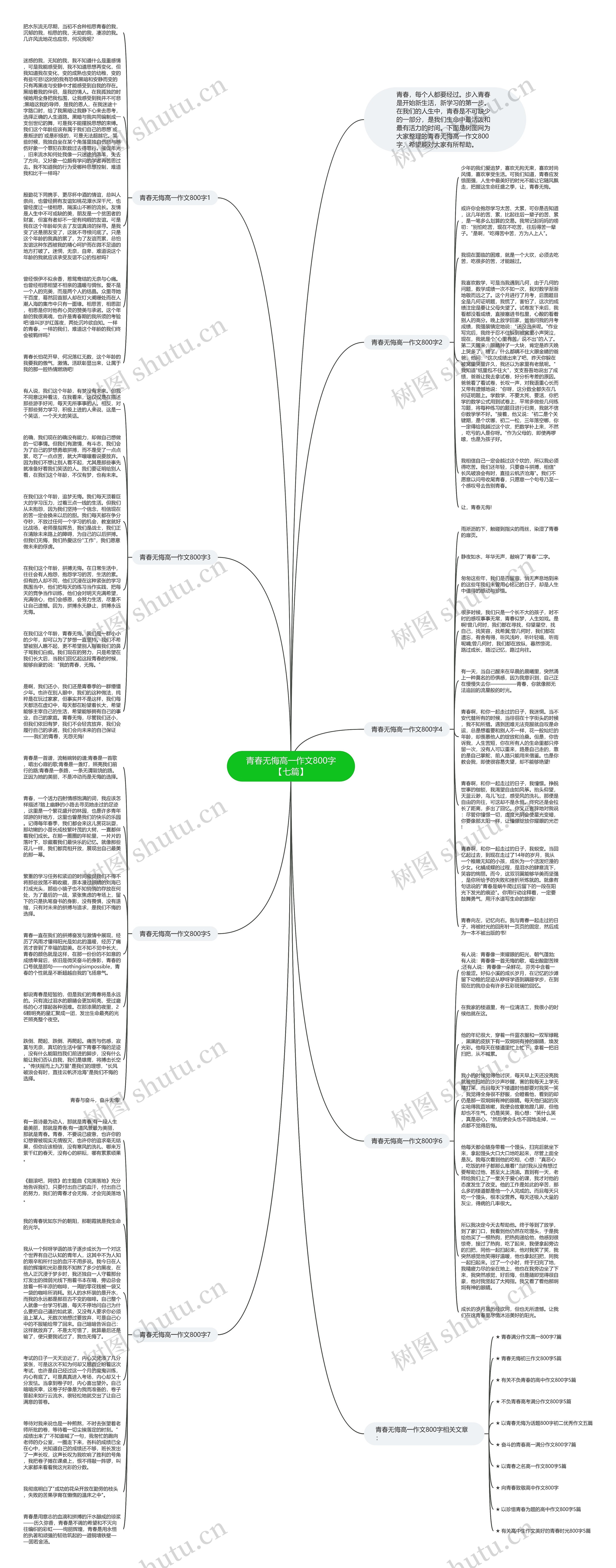 青春无悔高一作文800字【七篇】思维导图
