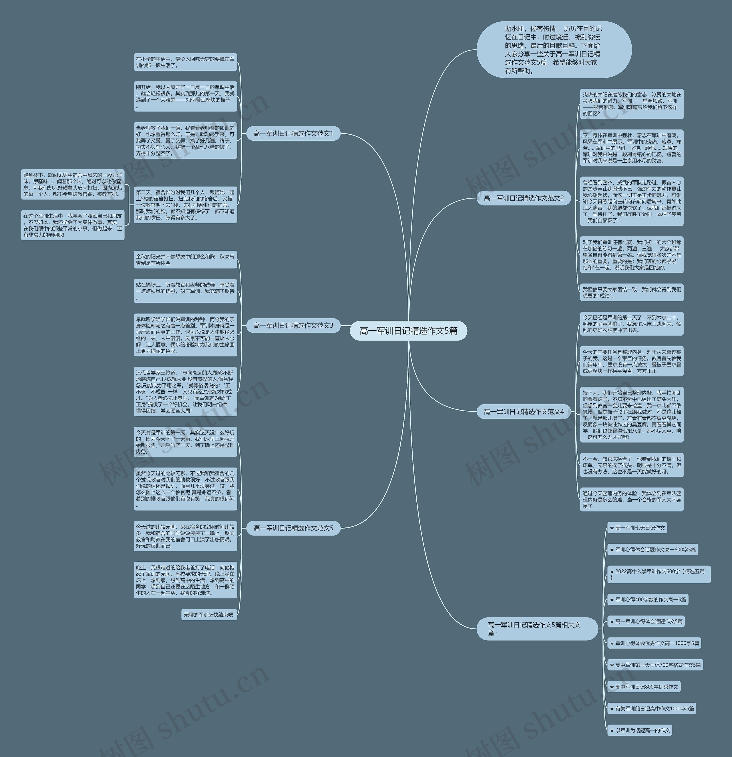 高一军训日记精选作文5篇思维导图