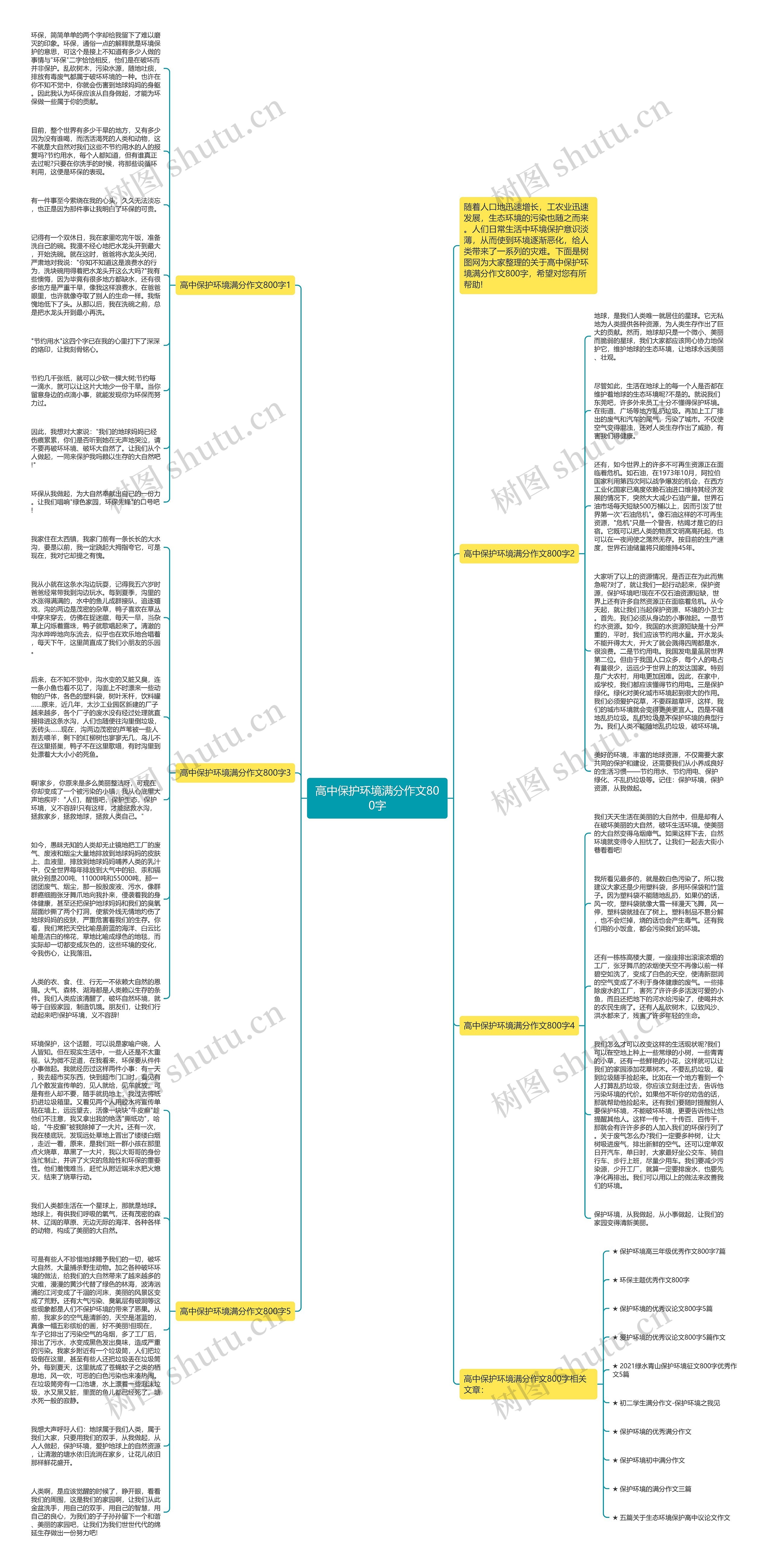 高中保护环境满分作文800字思维导图
