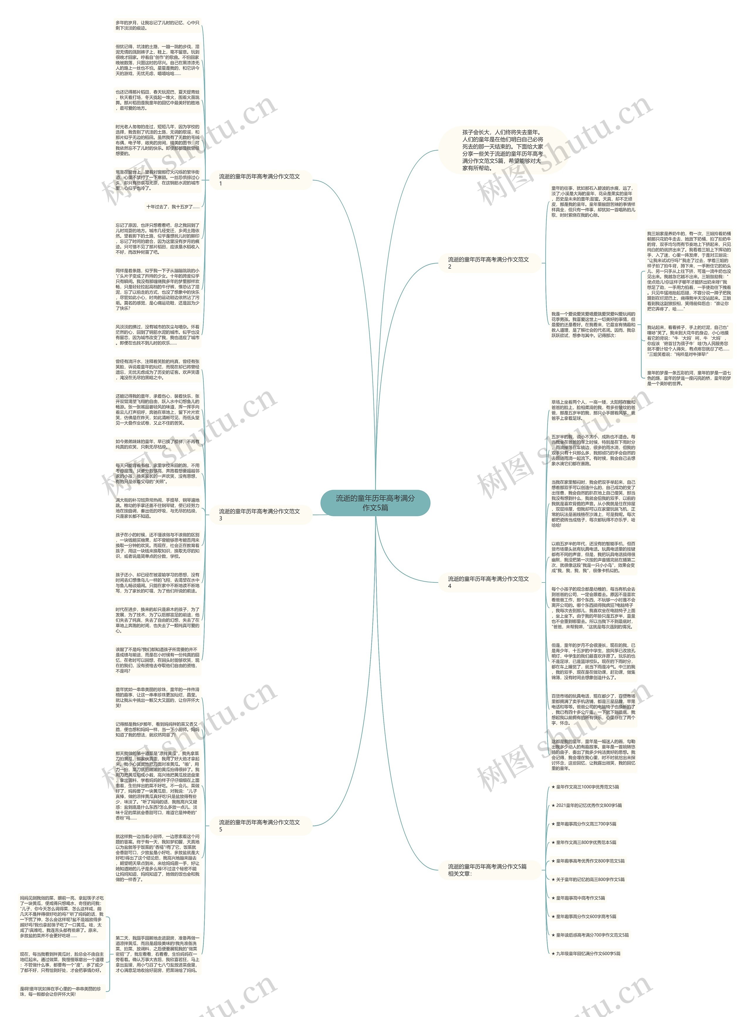 流逝的童年历年高考满分作文5篇思维导图