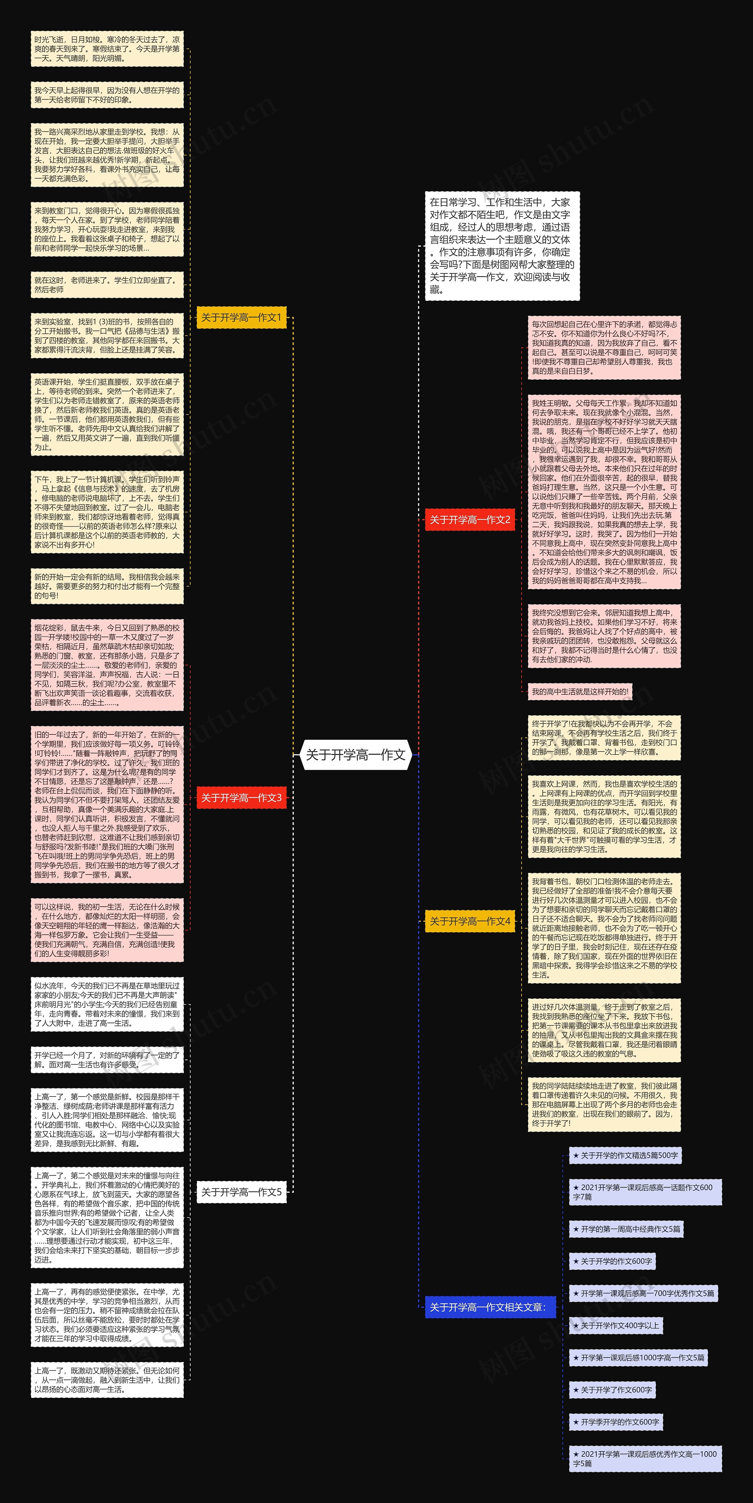 关于开学高一作文思维导图