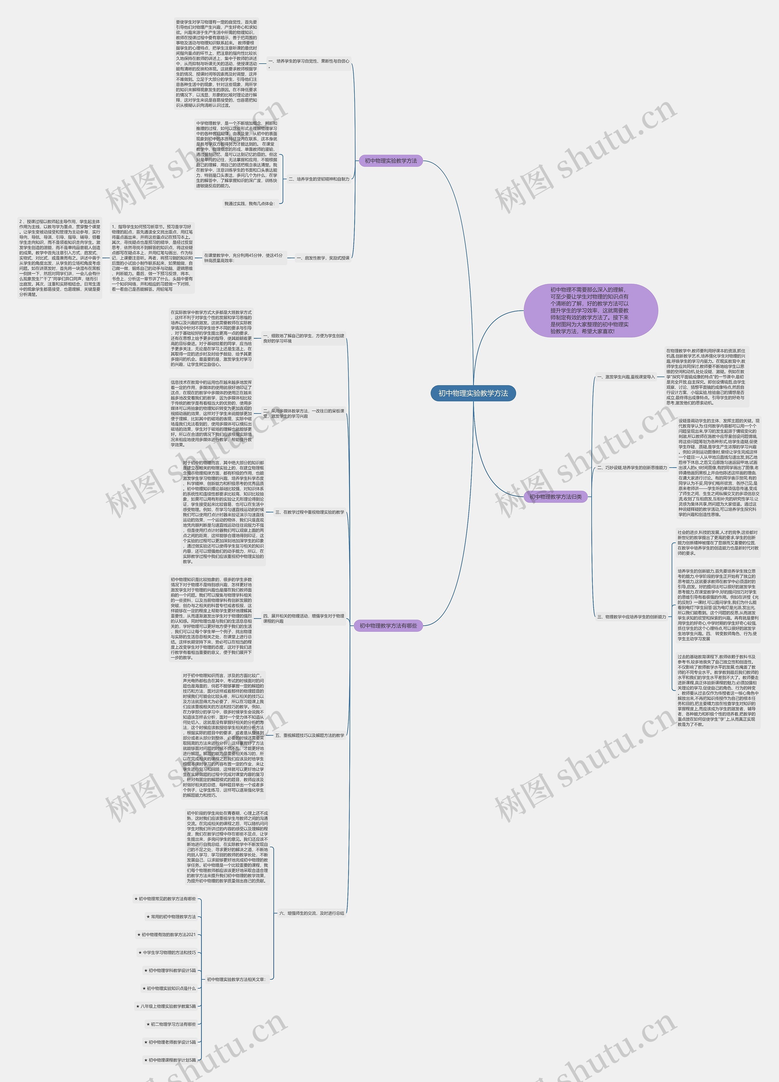 初中物理实验教学方法思维导图