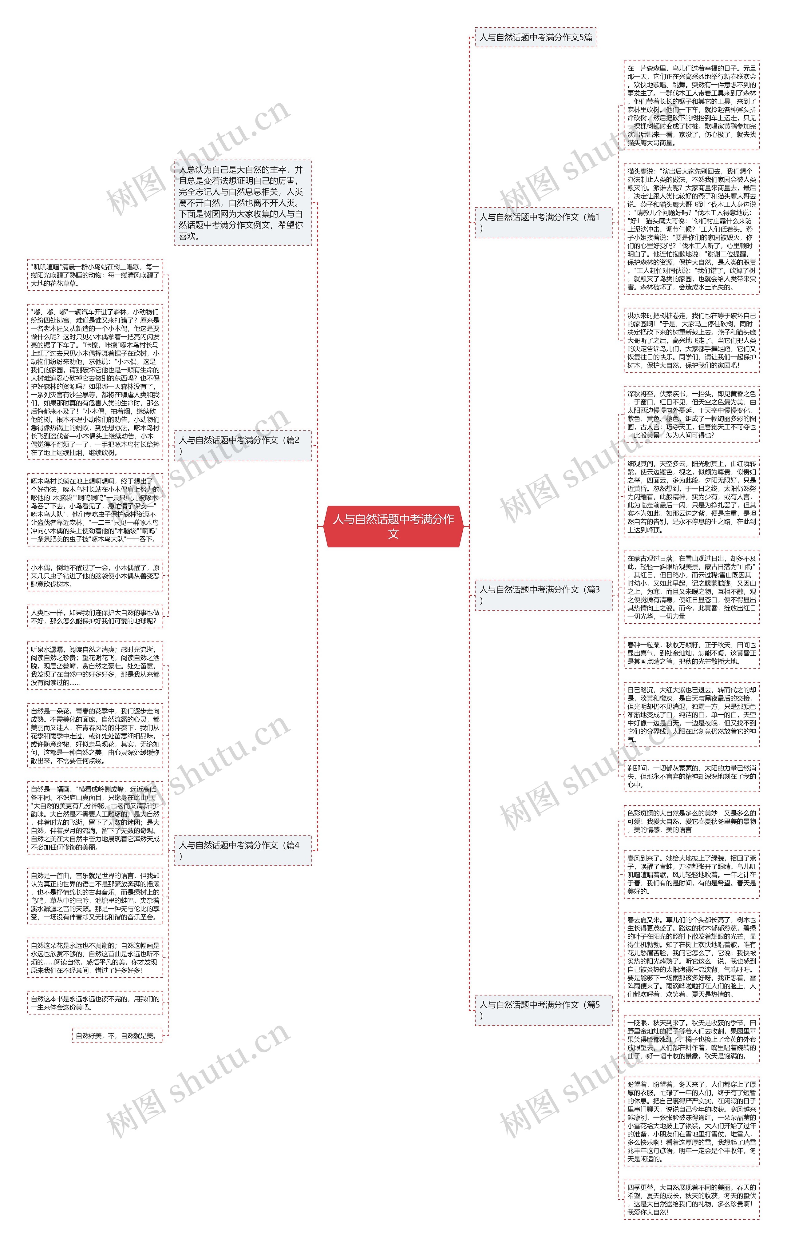 人与自然话题中考满分作文思维导图