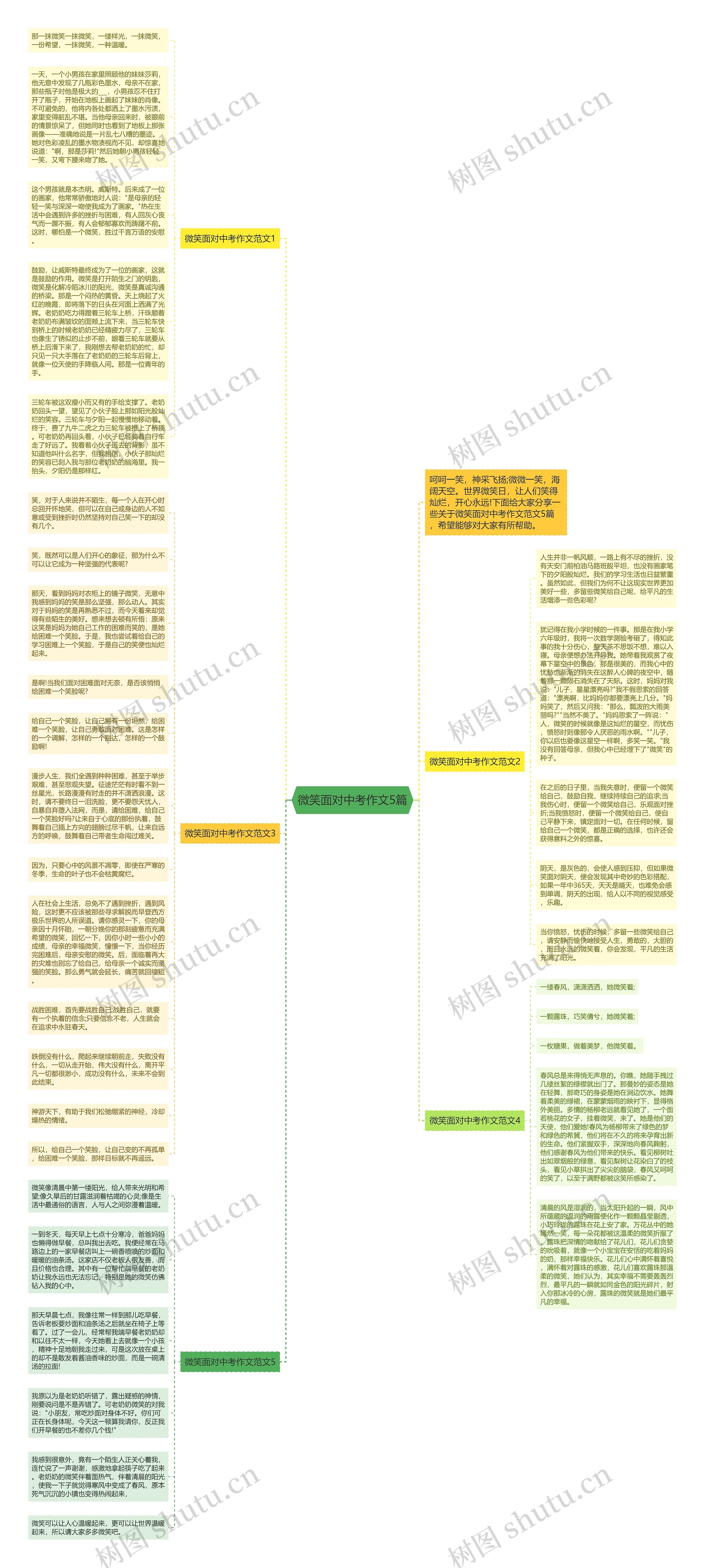 微笑面对中考作文5篇思维导图