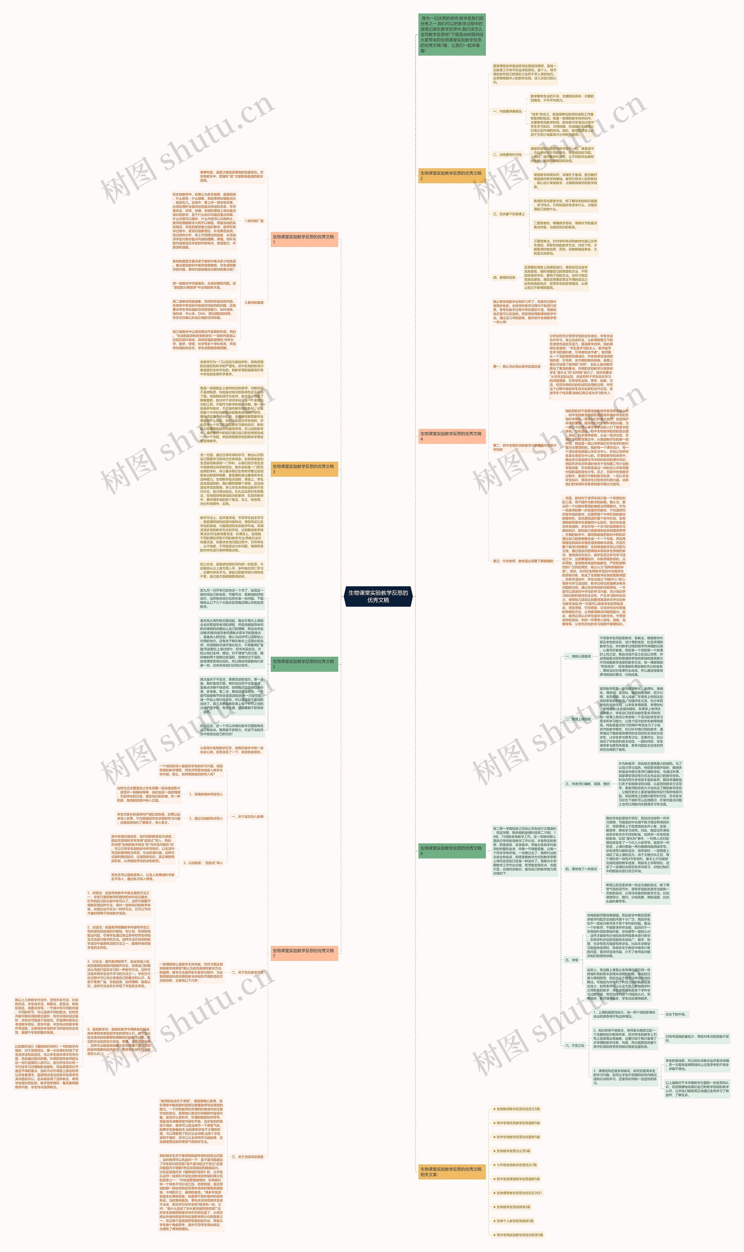 生物课堂实验教学反思的优秀文稿思维导图