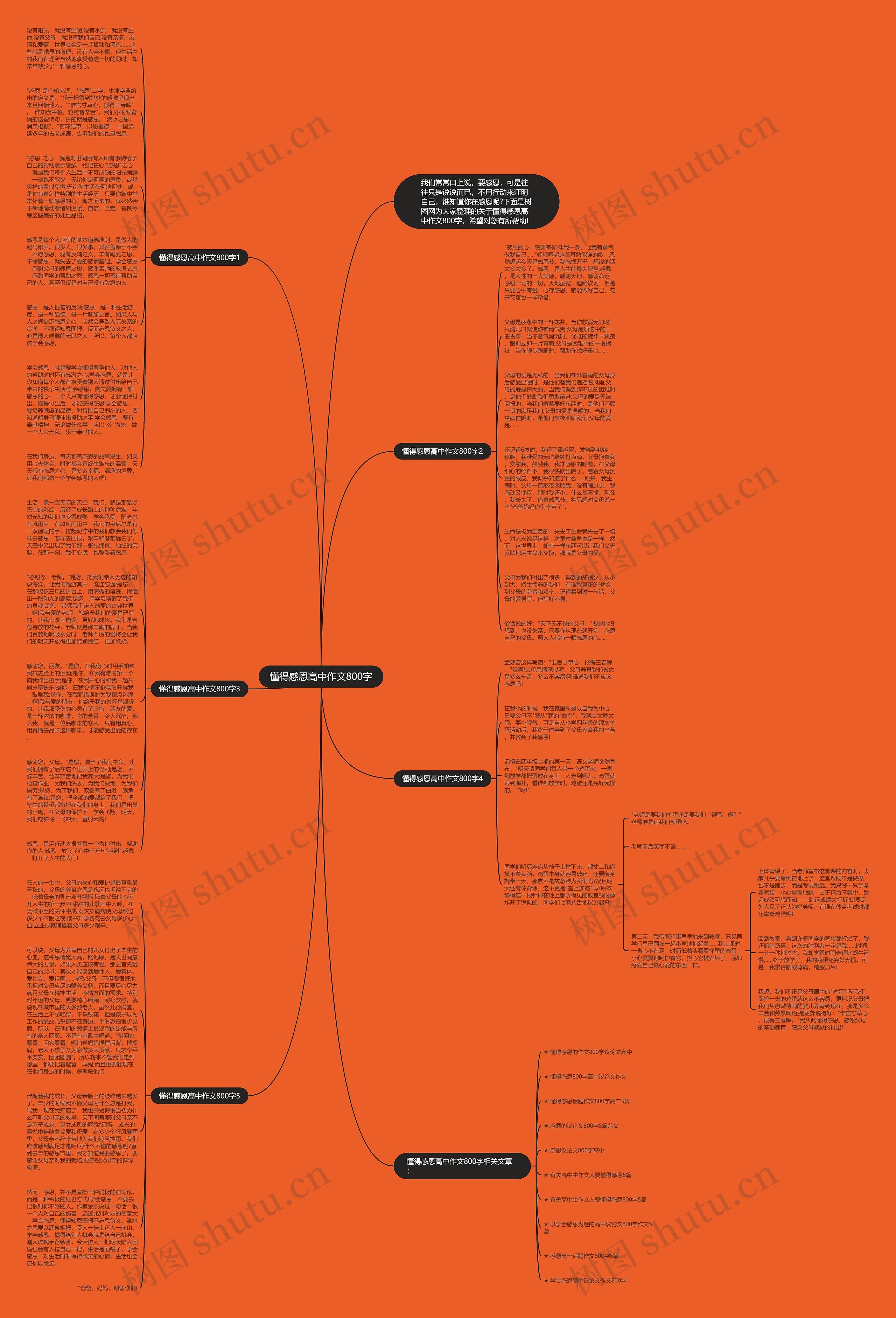 懂得感恩高中作文800字思维导图